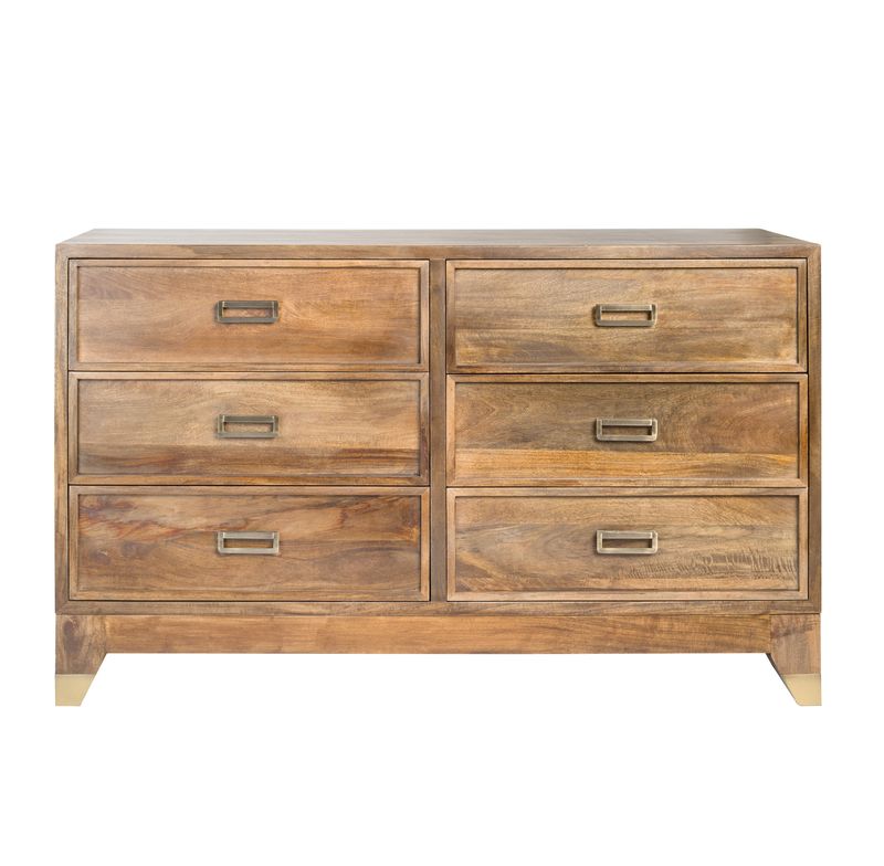 modern luxury dresser Alder and Tweed Everette Six Drawer Dresser in Brown