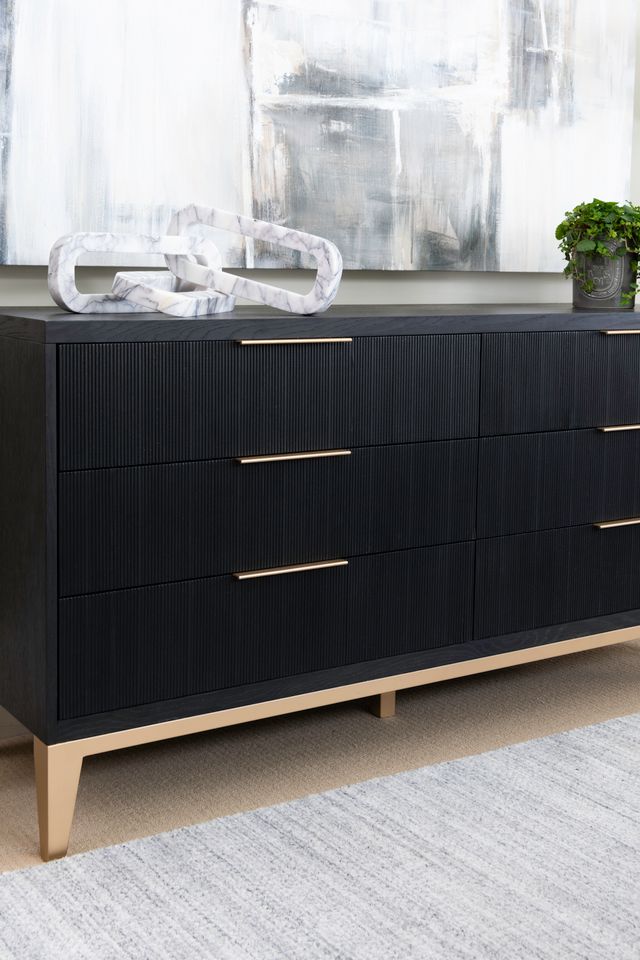 Caleb Six Drawer Dresser in Onyx Oak Modern Luxury