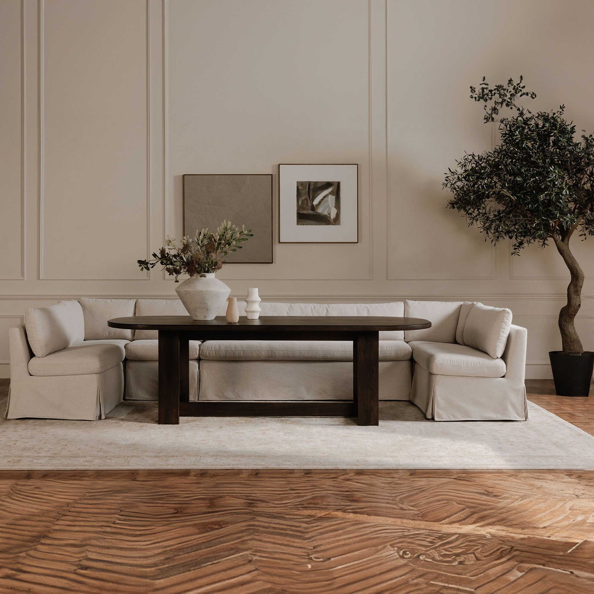 Glenn Oval Dining Table Dark Brown
