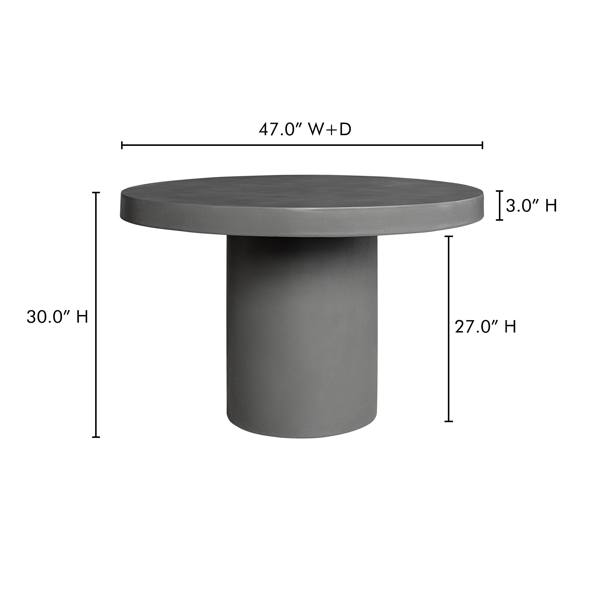 Cassius Round Outdoor Dining Table Dark Grey