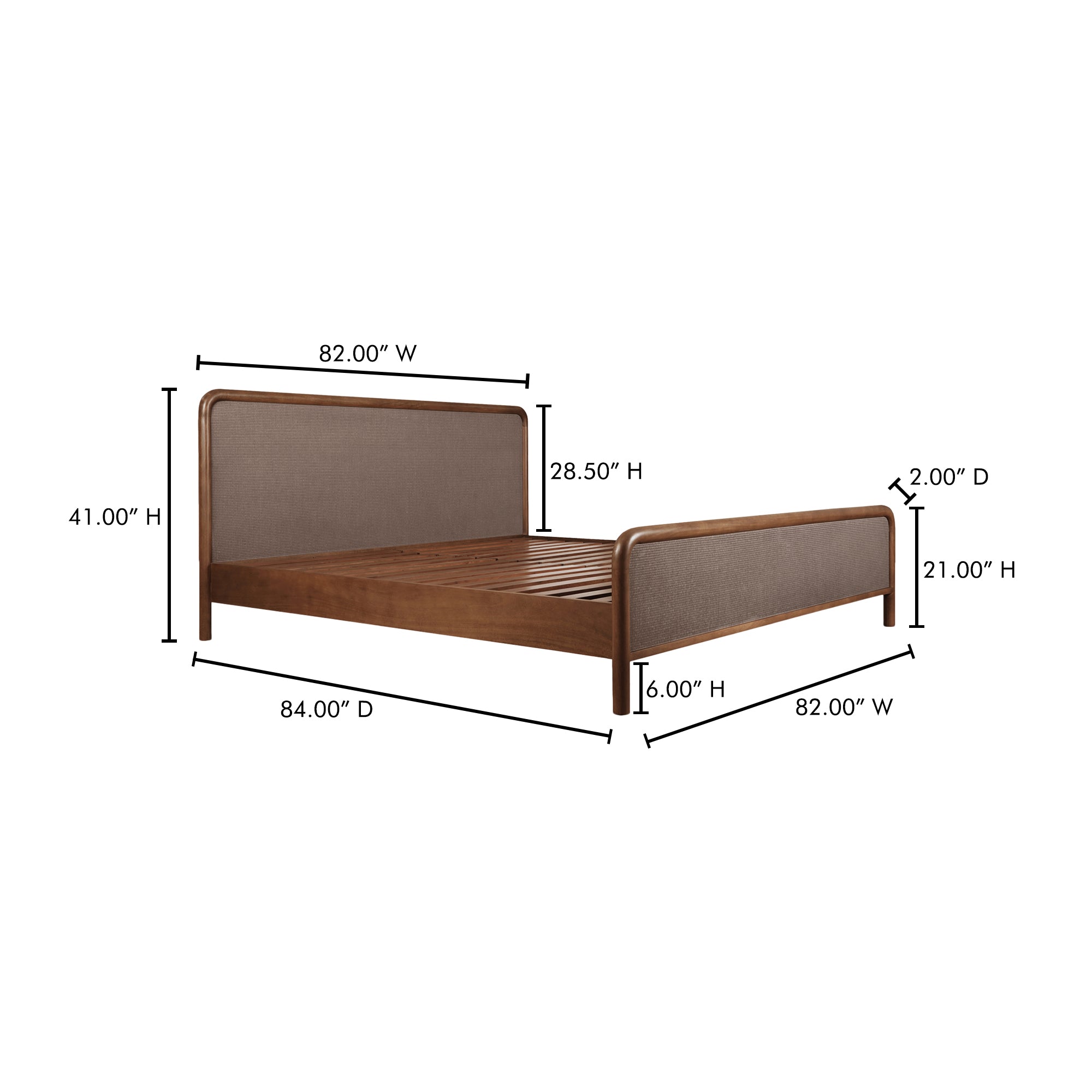 Rye King Bed Warm Brown