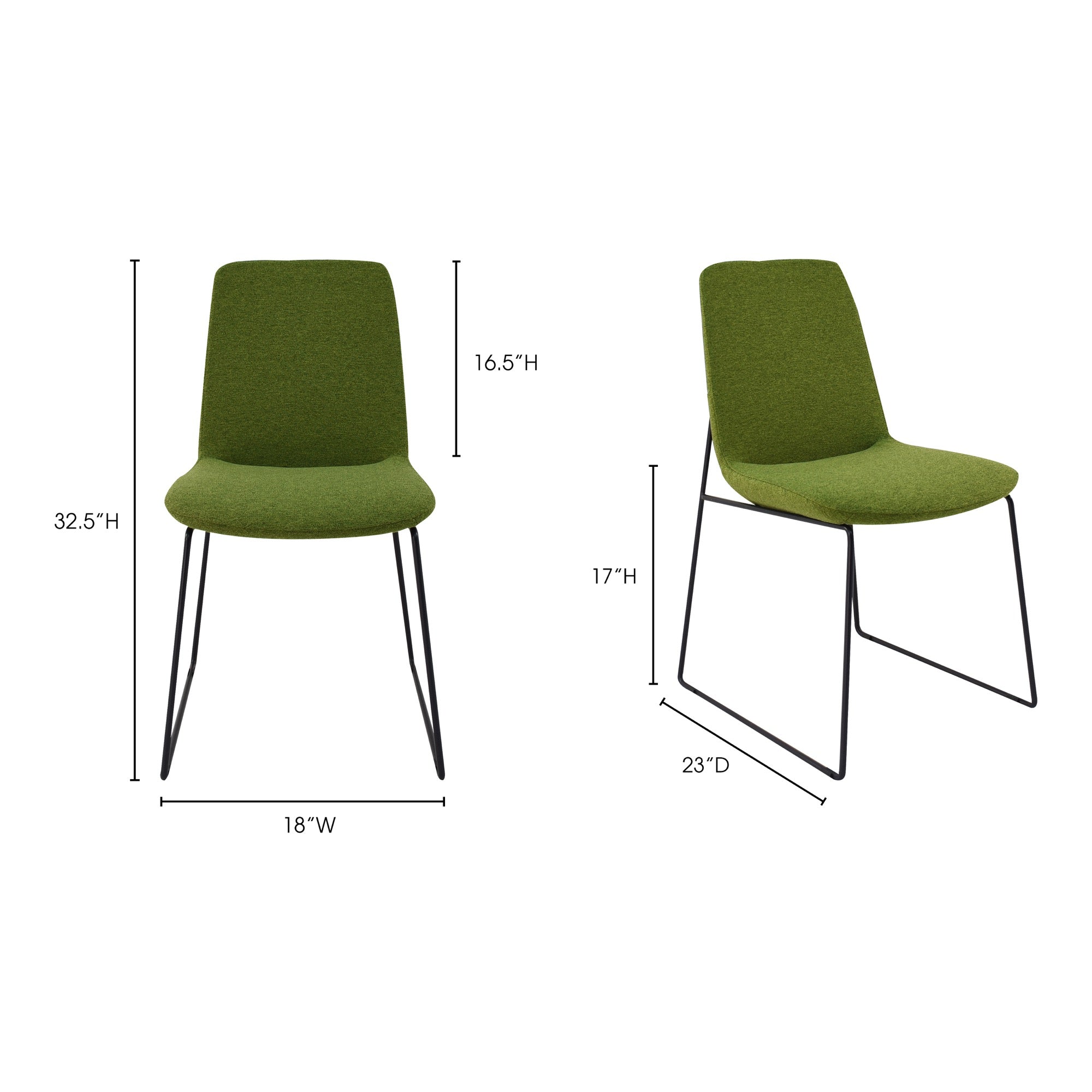 Ruth Dining Chair Green - Set Of Two