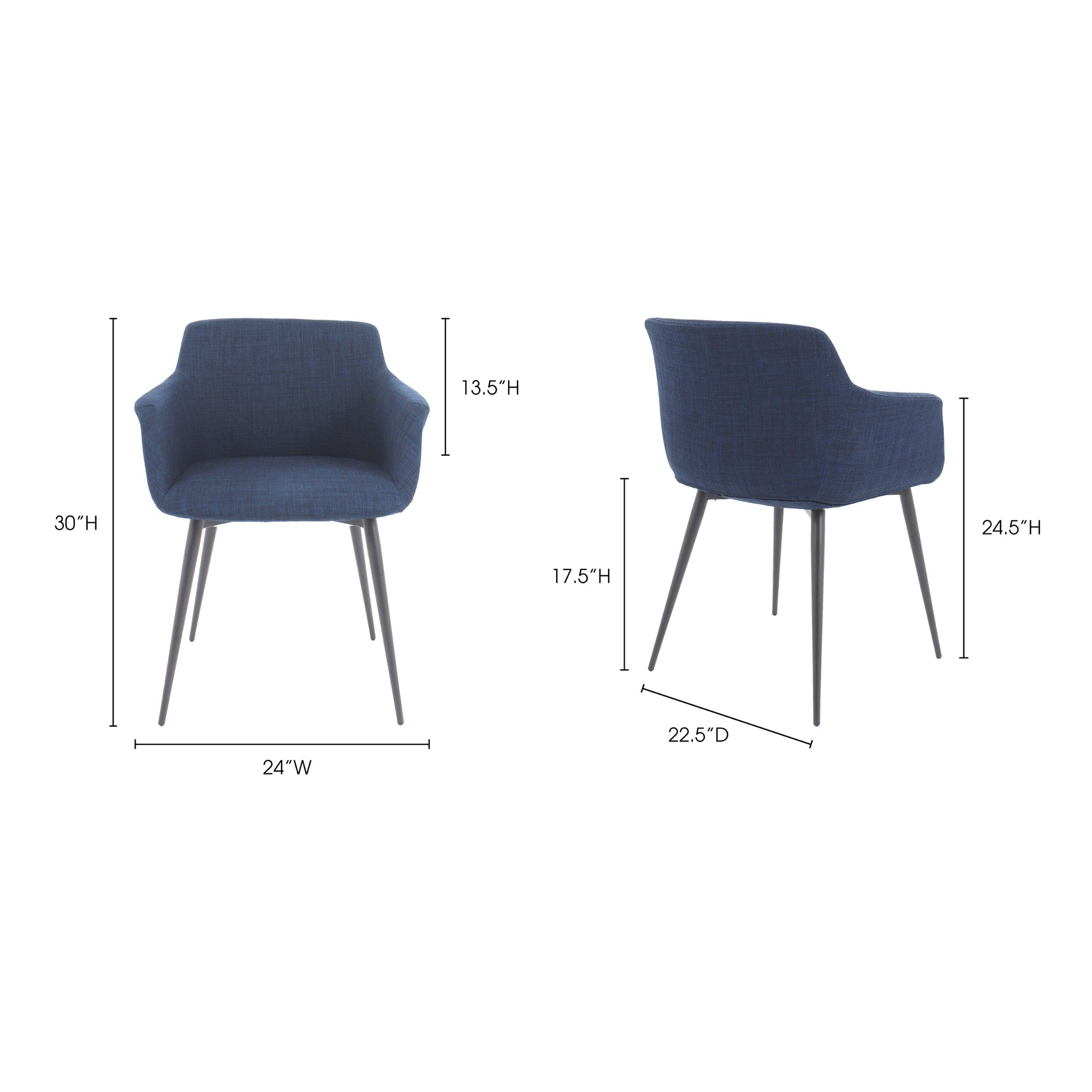 Ronda Arm Chair Blue - Set Of Two