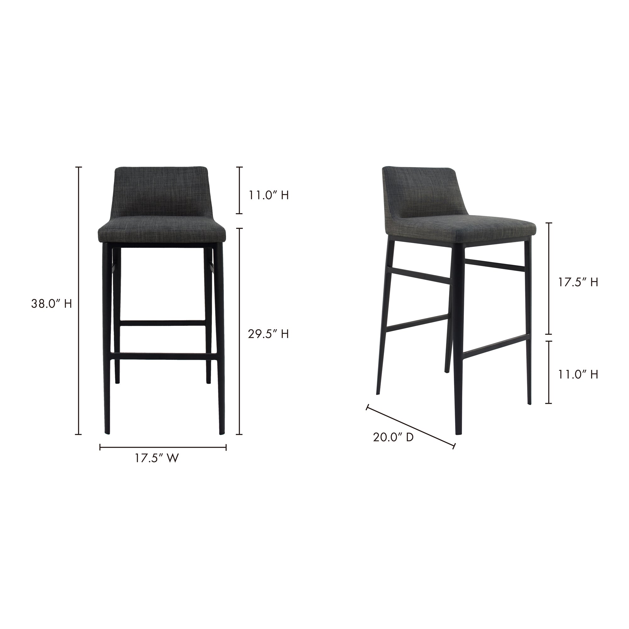 Baron Bar Stool Charcoal Grey