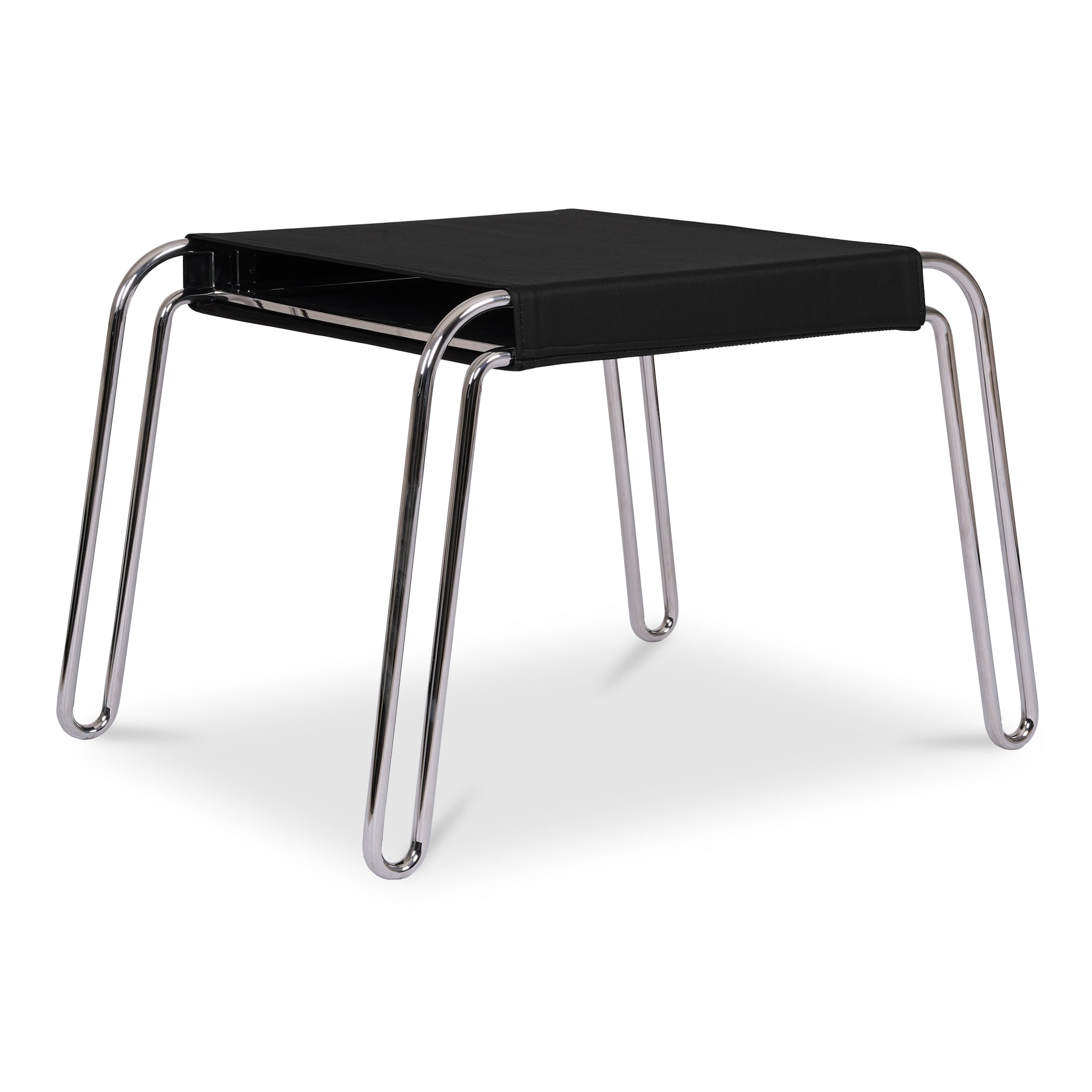 Petra Leather Stool Black