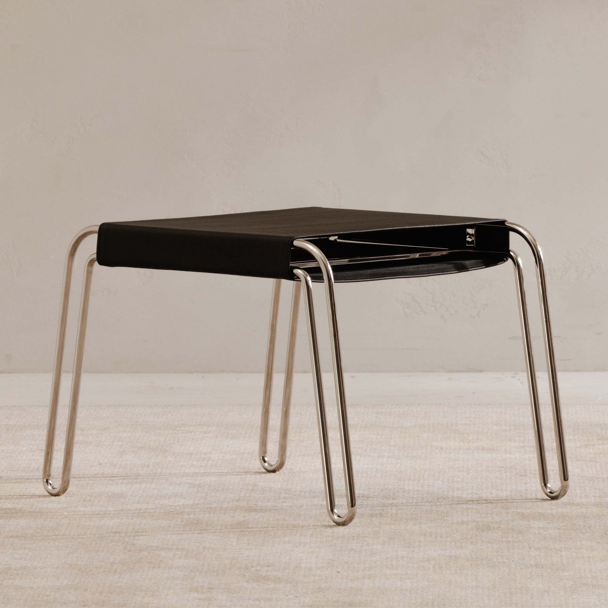 Petra Leather Stool Black