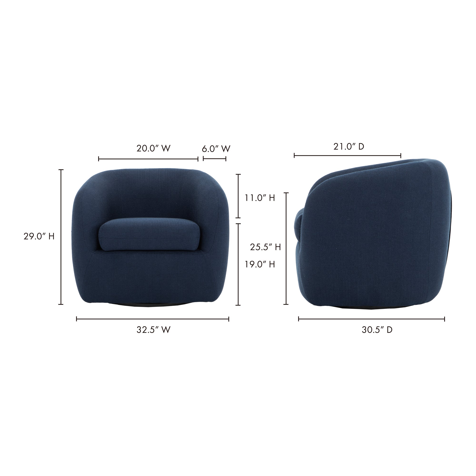 Maurice Swivel Chair Midnight Blue