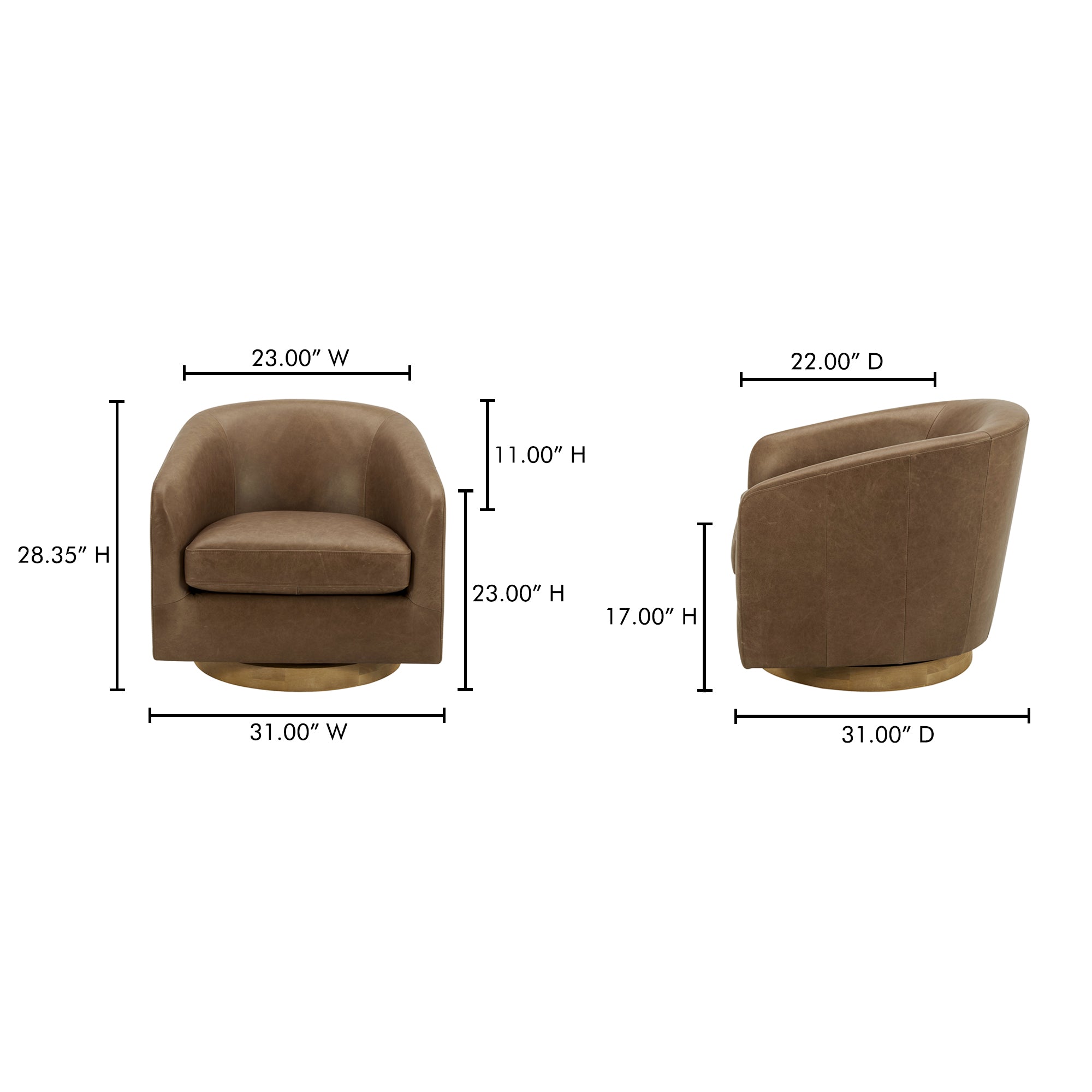 Oscy Leather Swivel Chair Tan