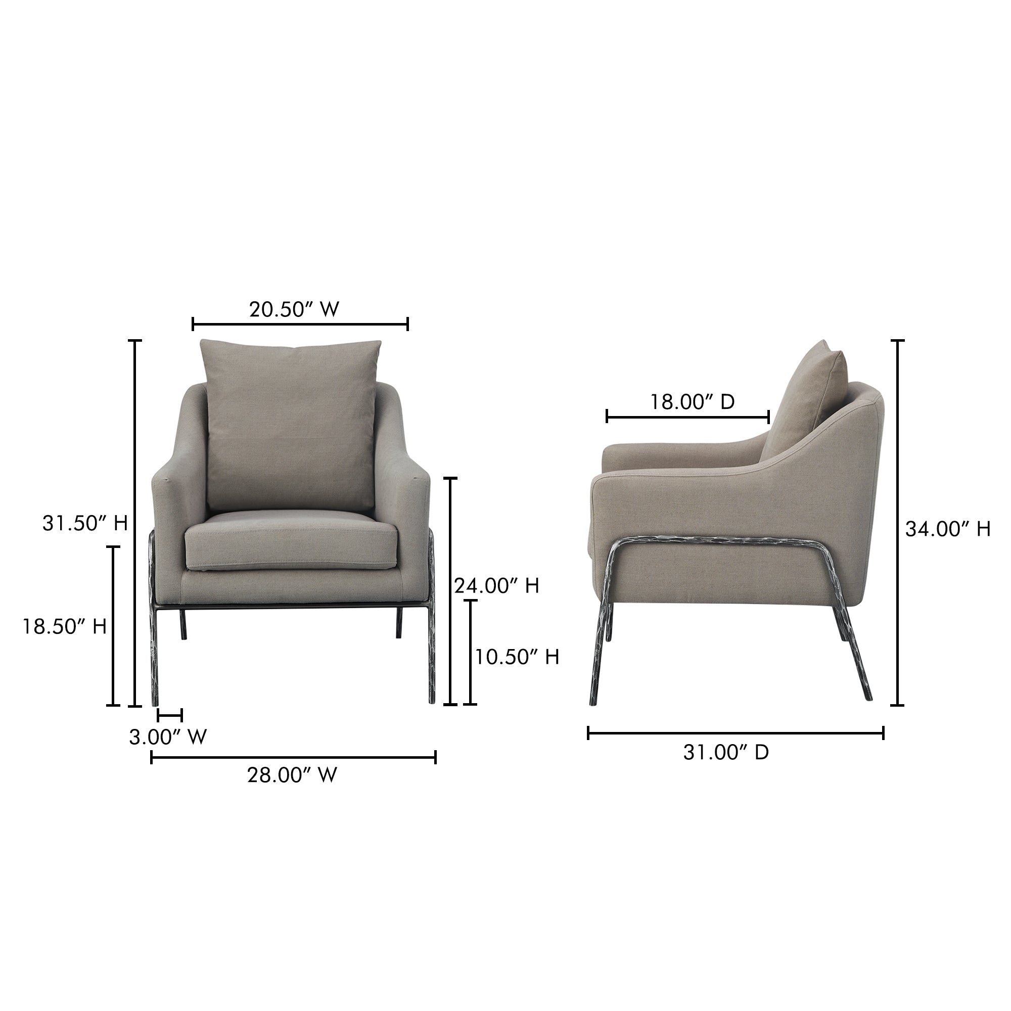 Archer Accent Chair Light Grey Linen Blend