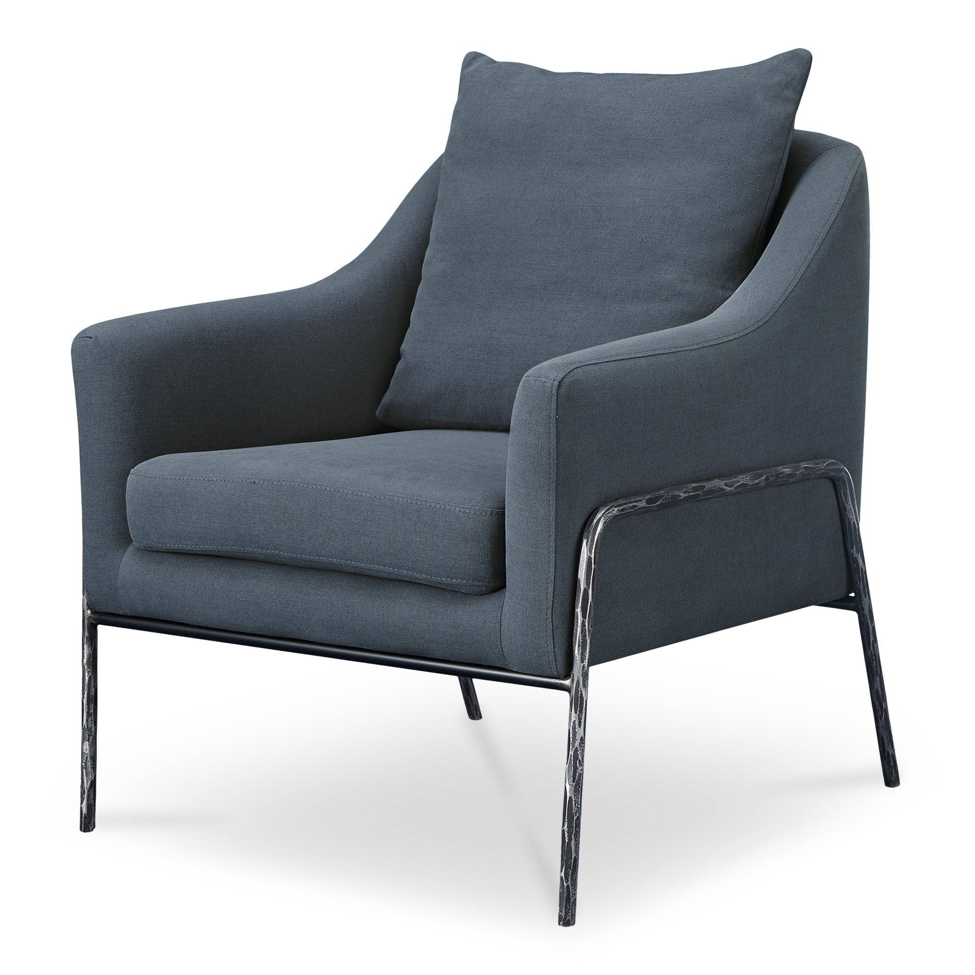 Archer Accent Chair Slate Blue Linen Blend