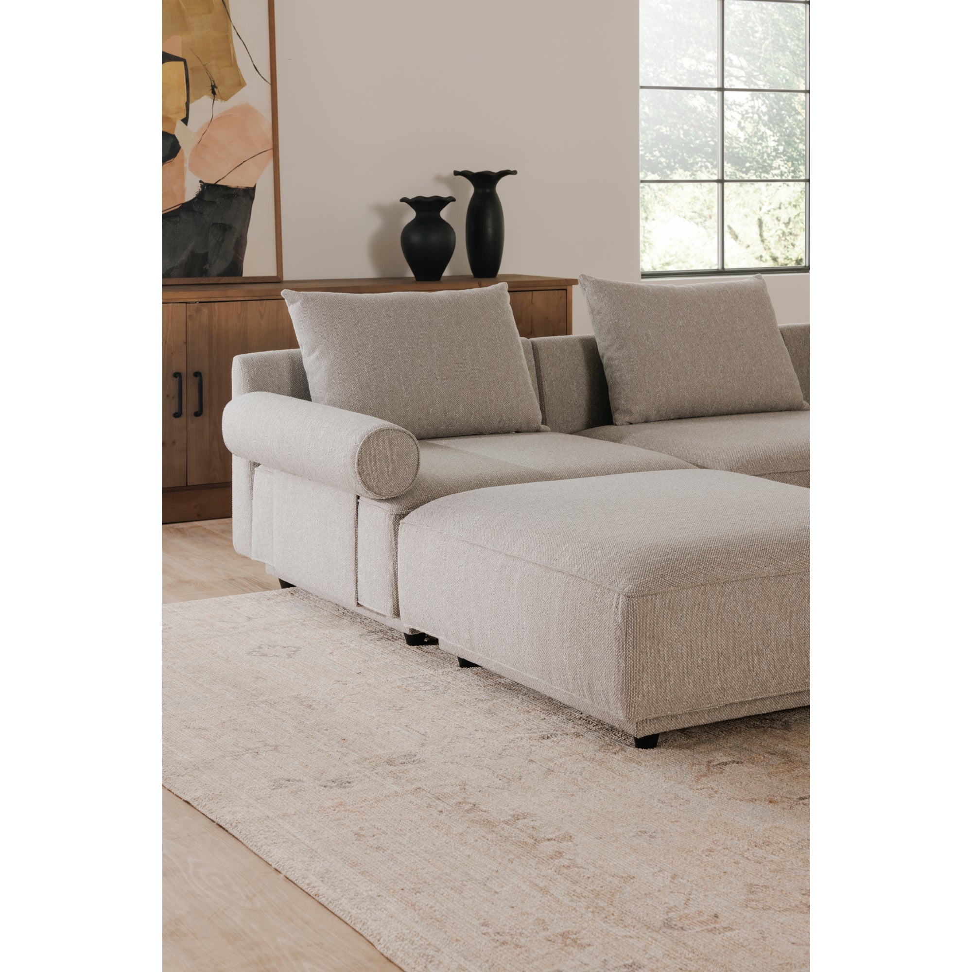 Rosello Ottoman Light Grey