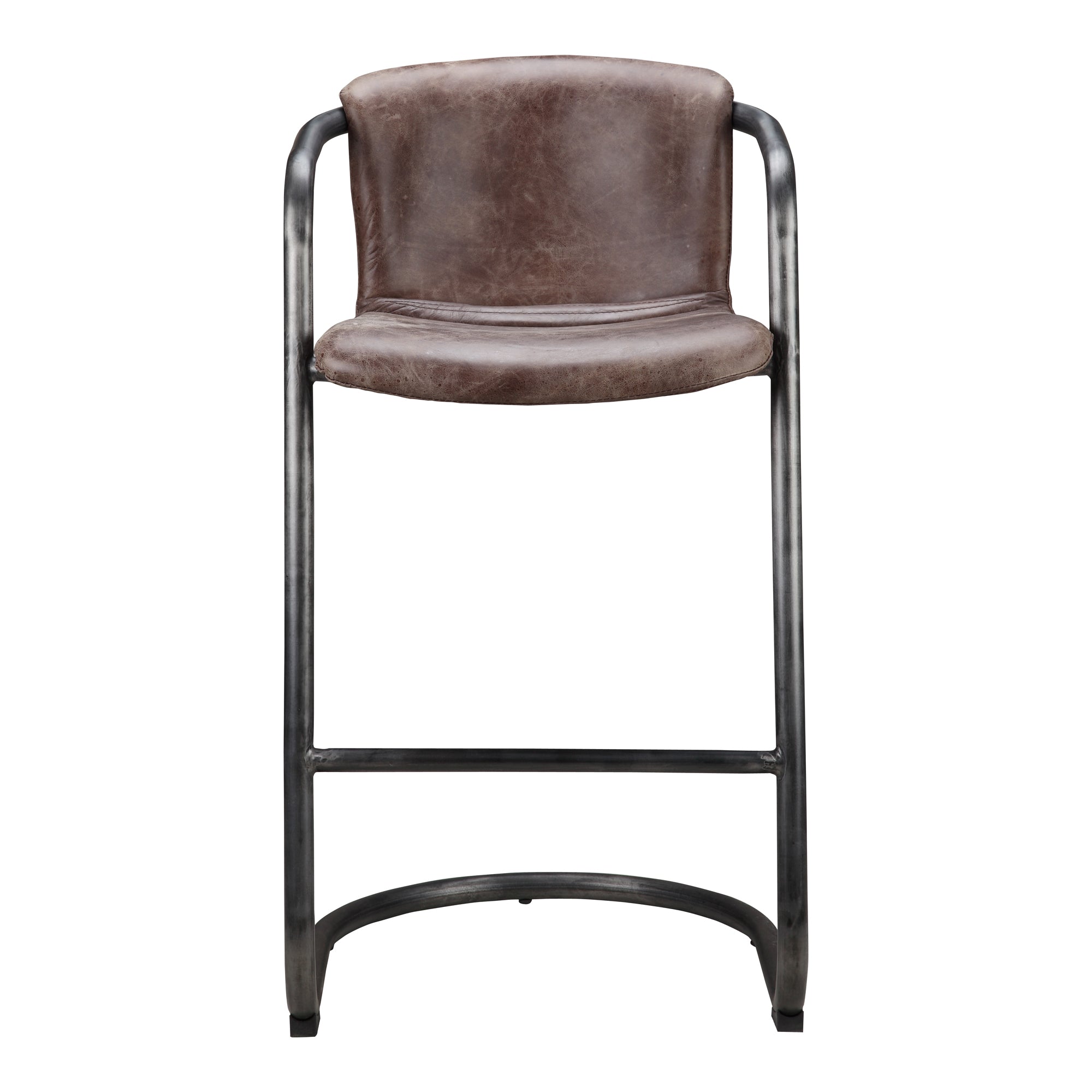 Freeman Barstool Grazed Brown Leather - Set Of Two