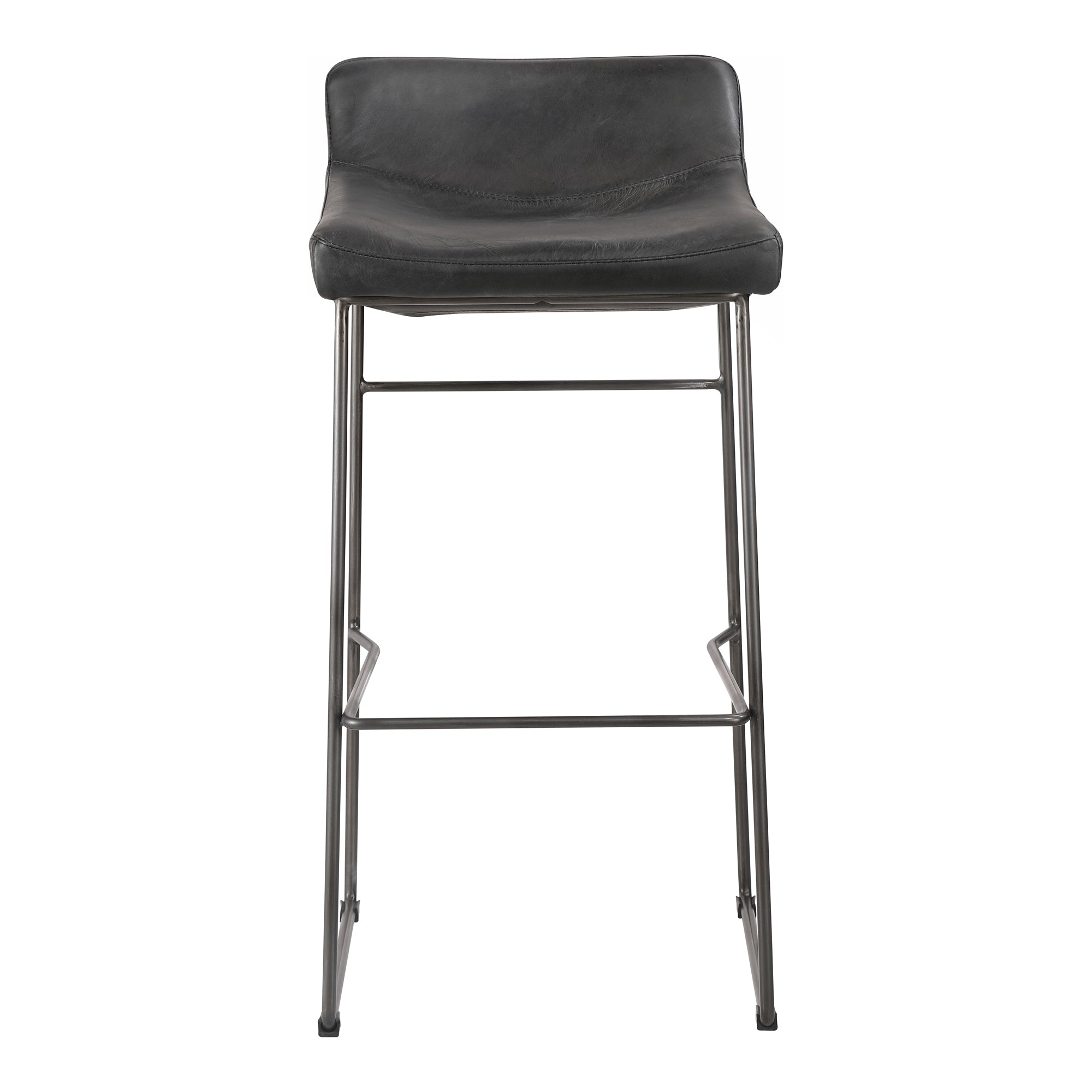 Starlet Barstool Onyx Black Leather - Set Of Two