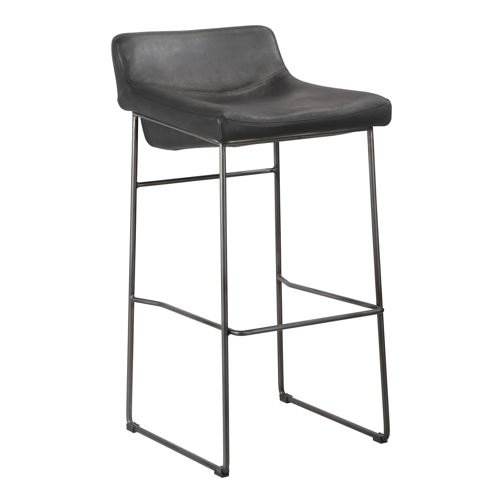 Starlet Barstool Onyx Black Leather - Set Of Two