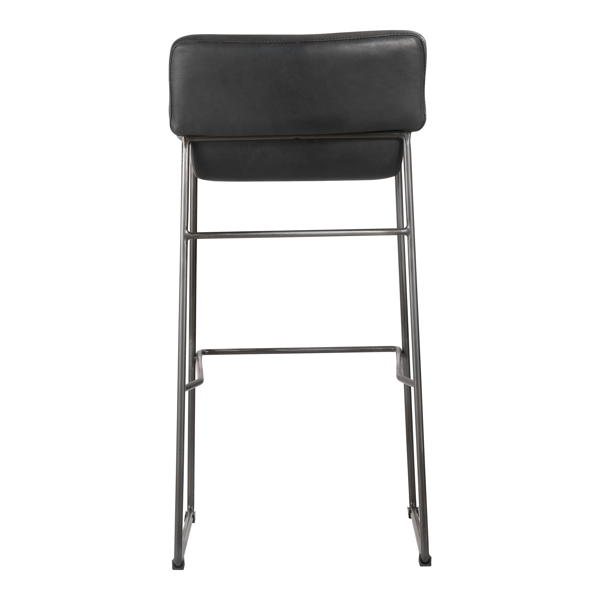 Starlet Barstool Onyx Black Leather - Set Of Two