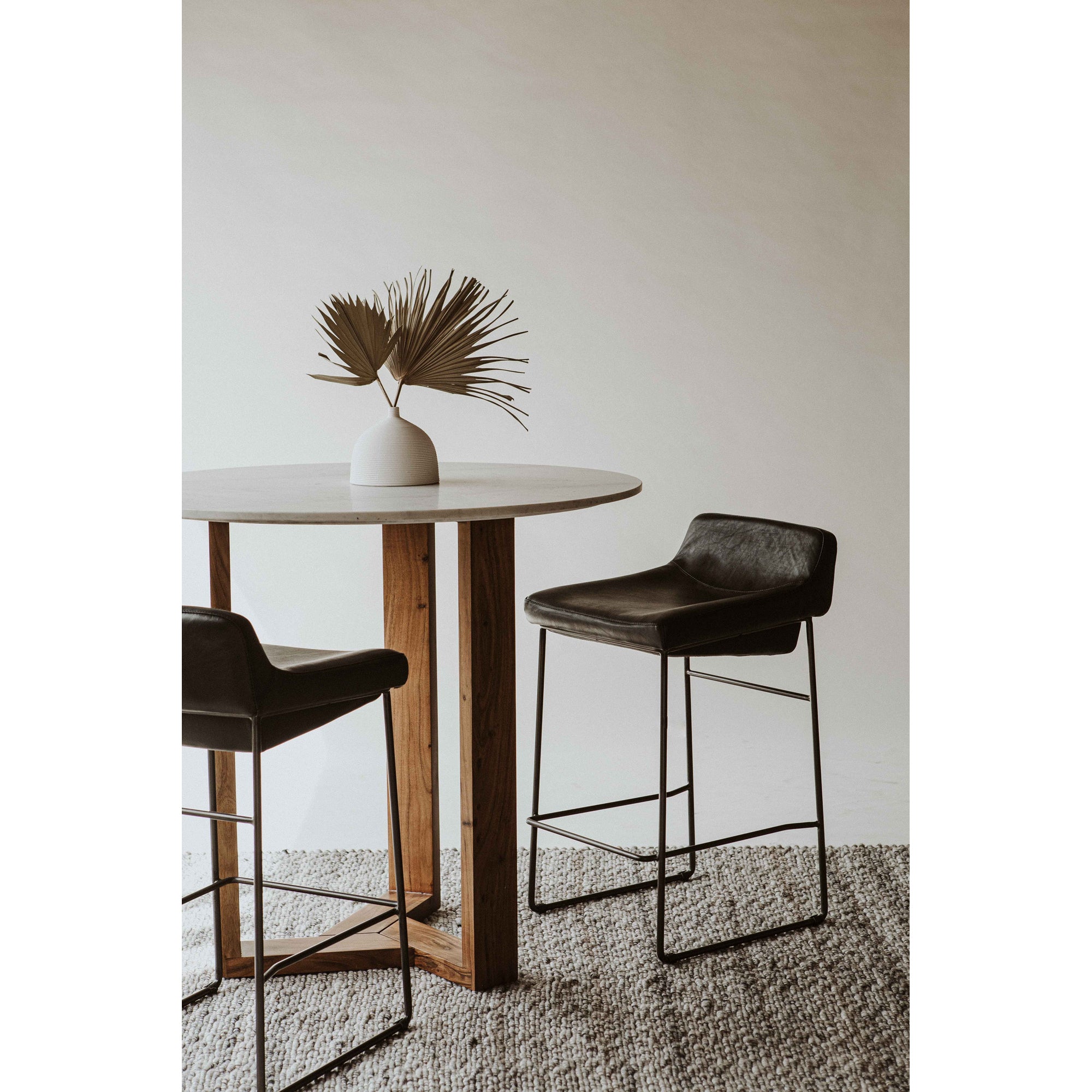 Starlet Barstool Onyx Black Leather - Set Of Two