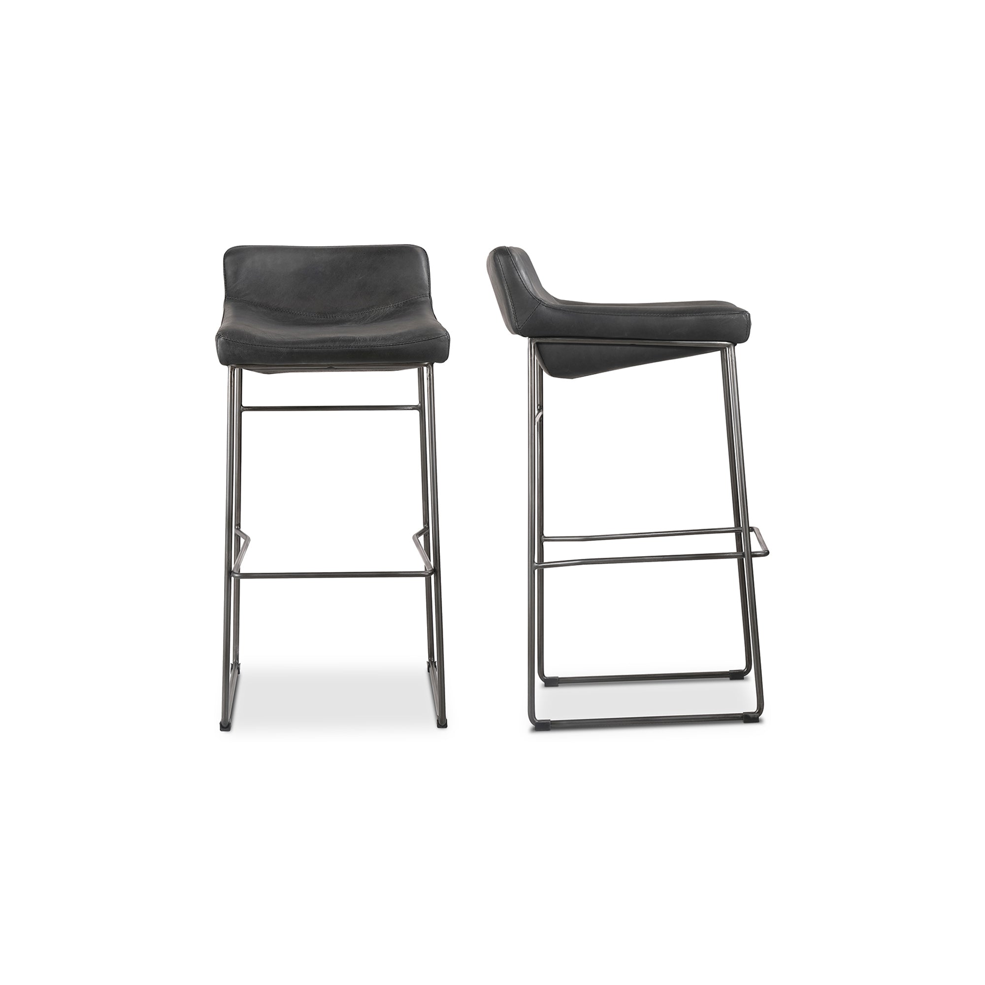 Starlet Barstool Onyx Black Leather - Set Of Two