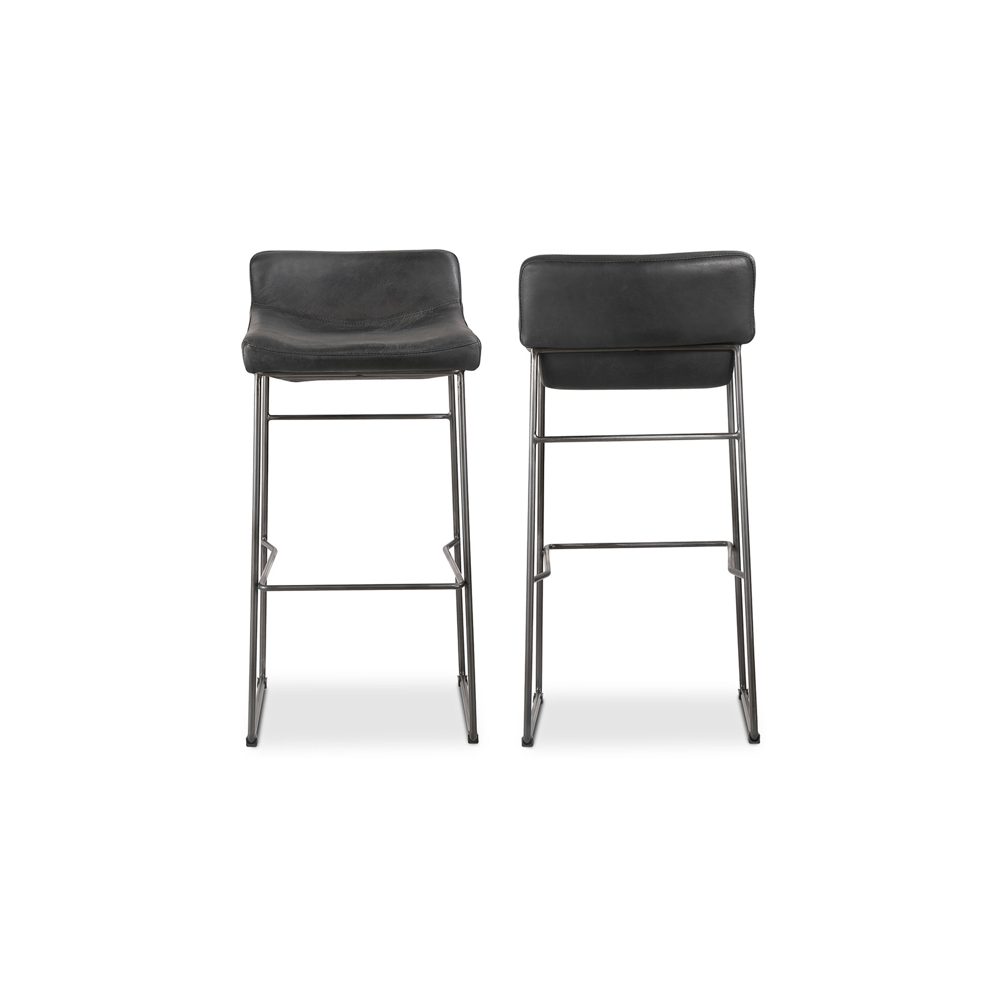 Starlet Barstool Onyx Black Leather - Set Of Two