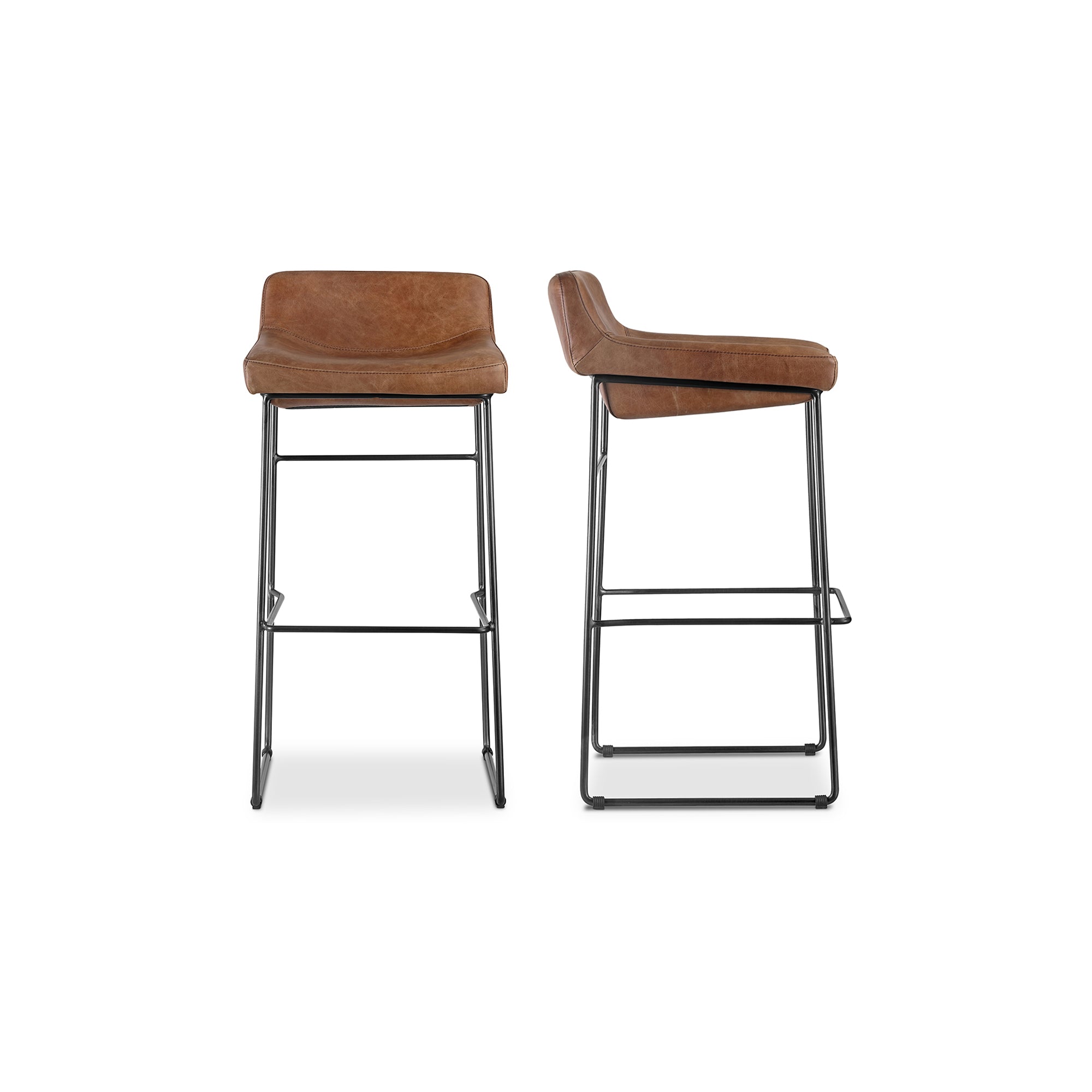 Starlet Barstool Open Road Brown Leather - Set Of Two