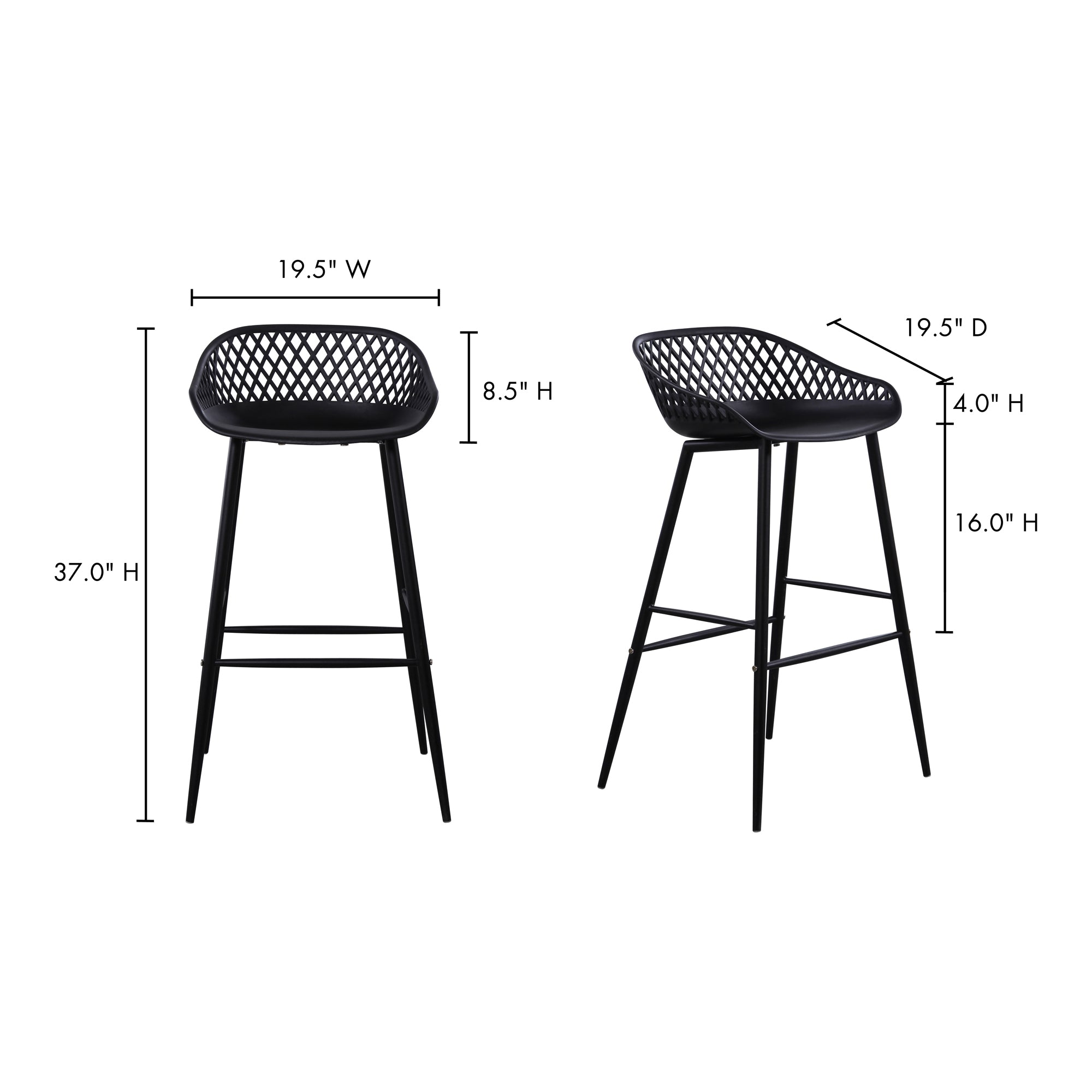 Piazza Outdoor Barstool Black - Set Of Two