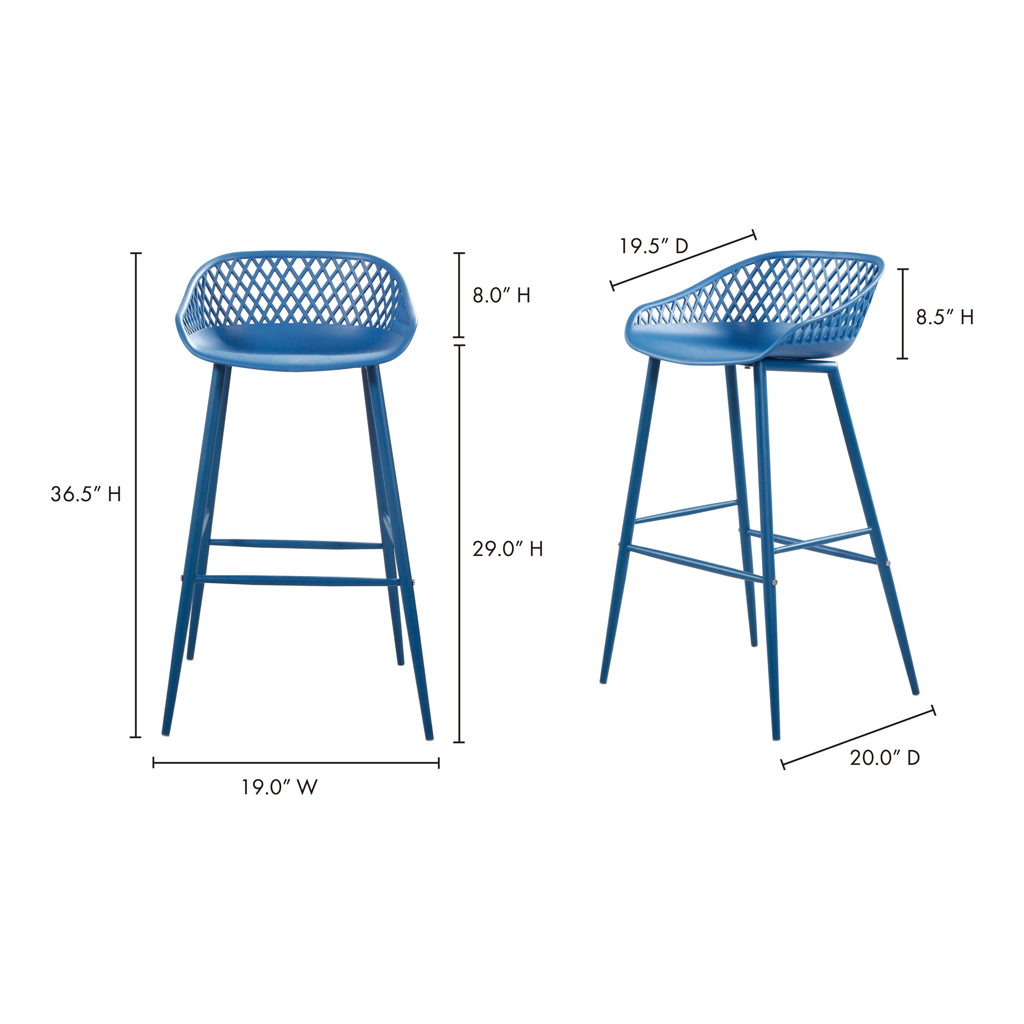 Piazza Outdoor Barstool Blue - Set Of Two