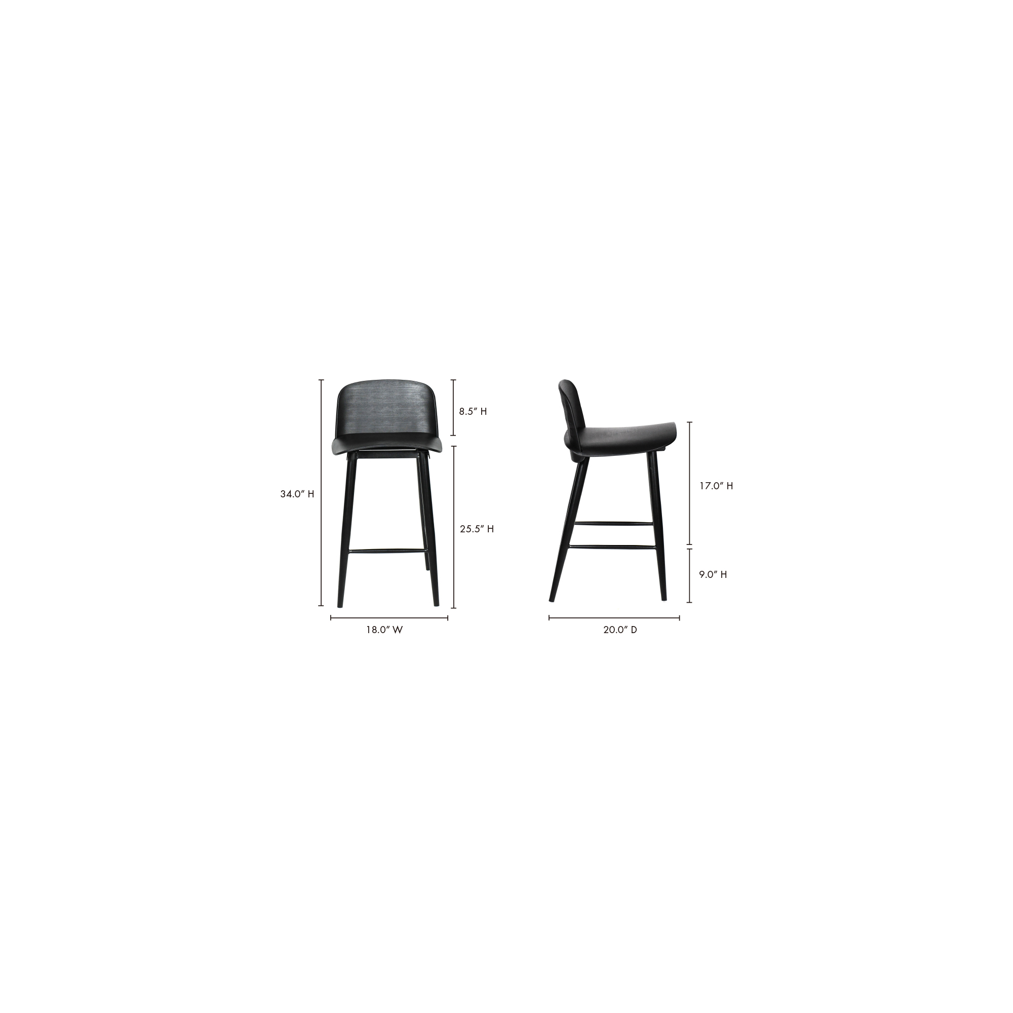 Looey Counter Stool Black - Set Of Two