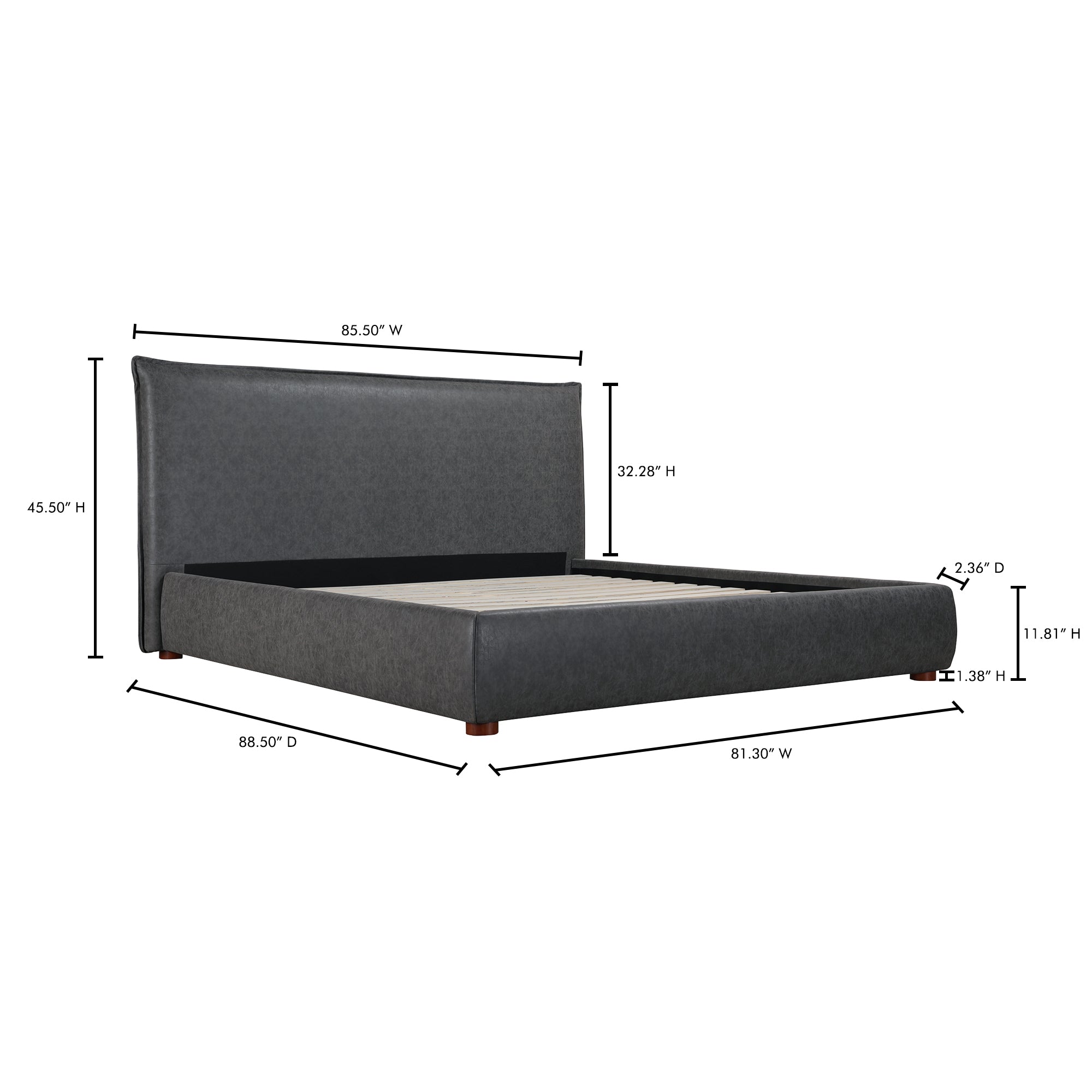 Luzon King Bed Slate Vegan Leather