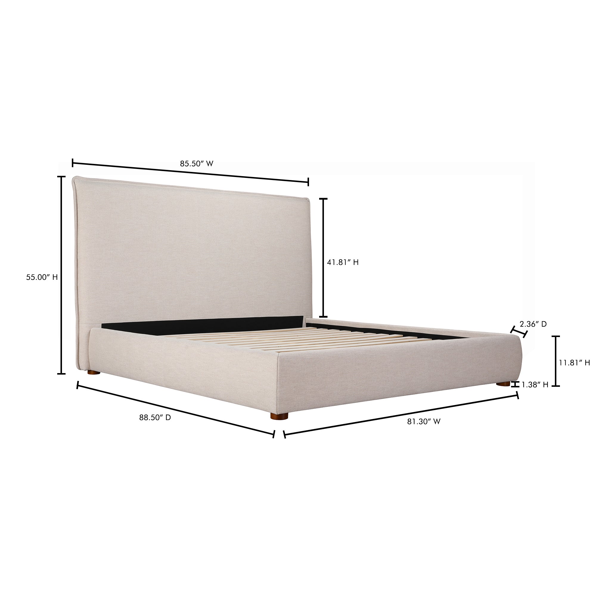 Luzon King Bed Tall Headboard Wheat