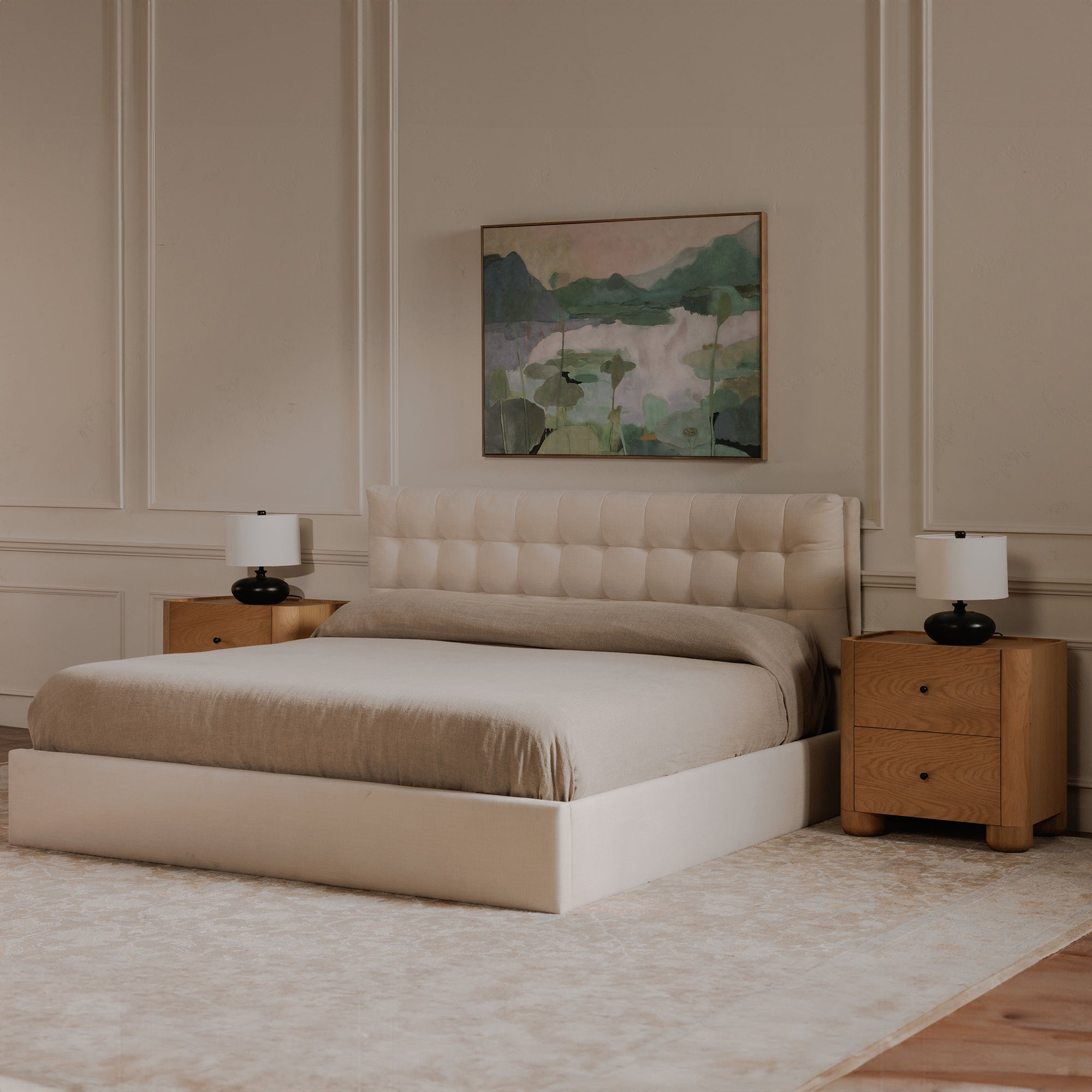 Sebastion Queen Storage Bed Cream