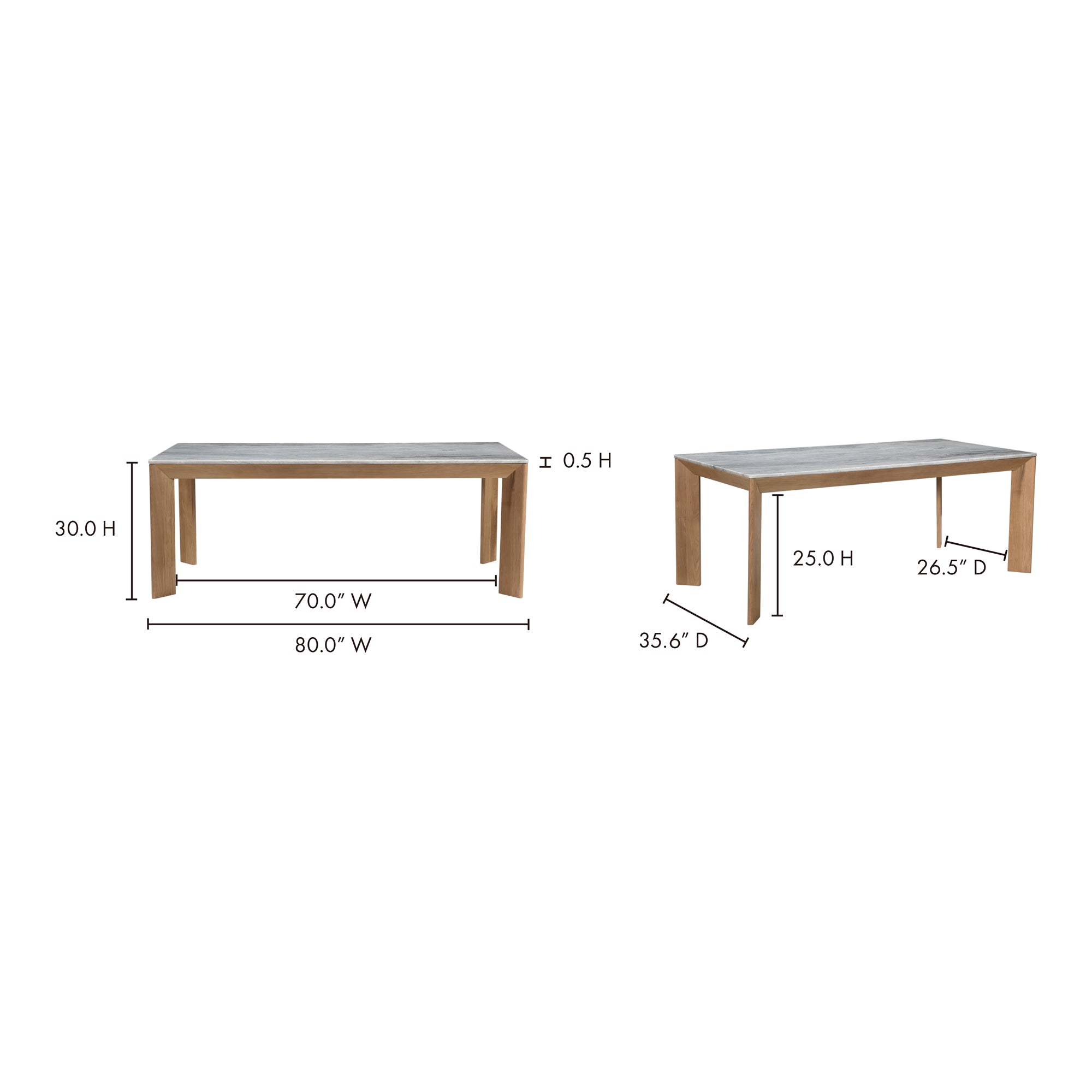 Angle Marble Dining Table Rectangular Large