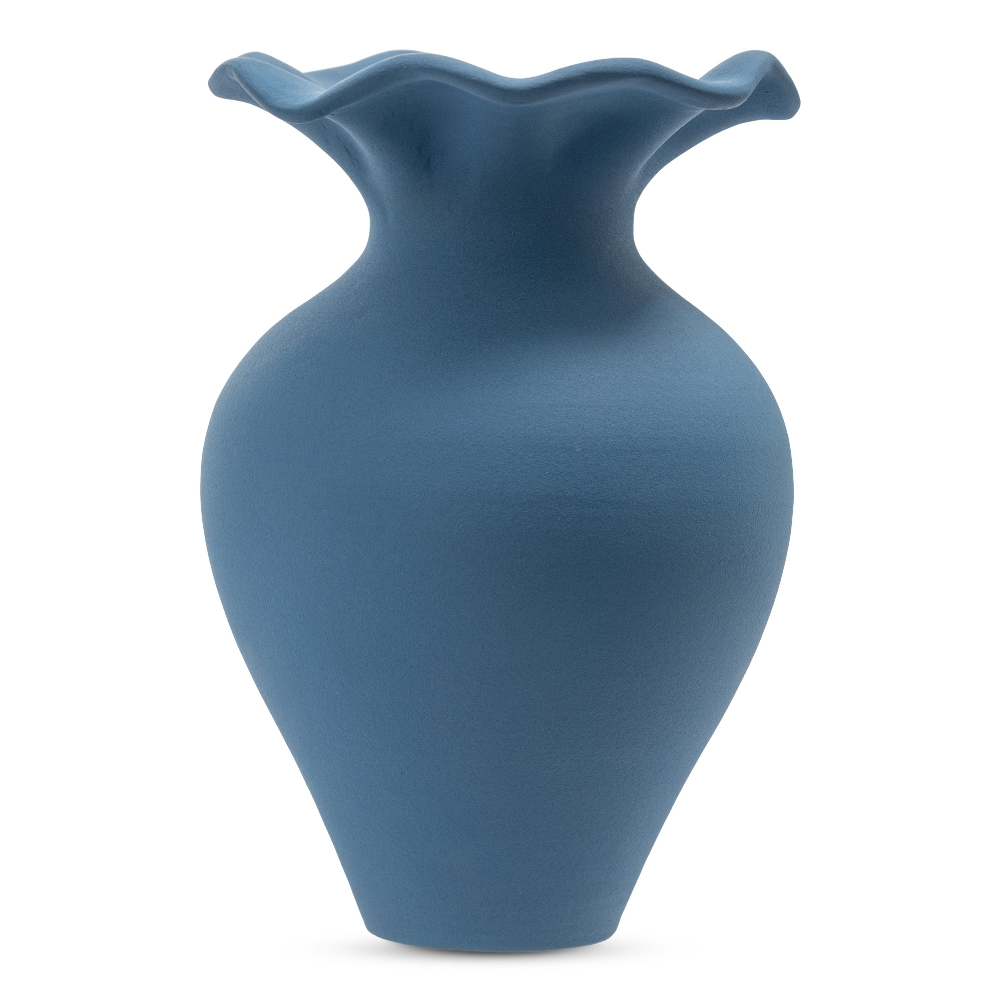 Ruffle 12In Decorative Vessel Blue