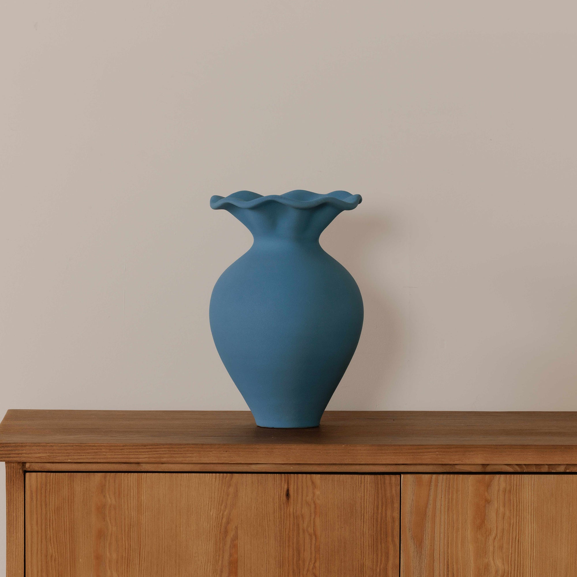 Ruffle 12In Decorative Vessel Blue