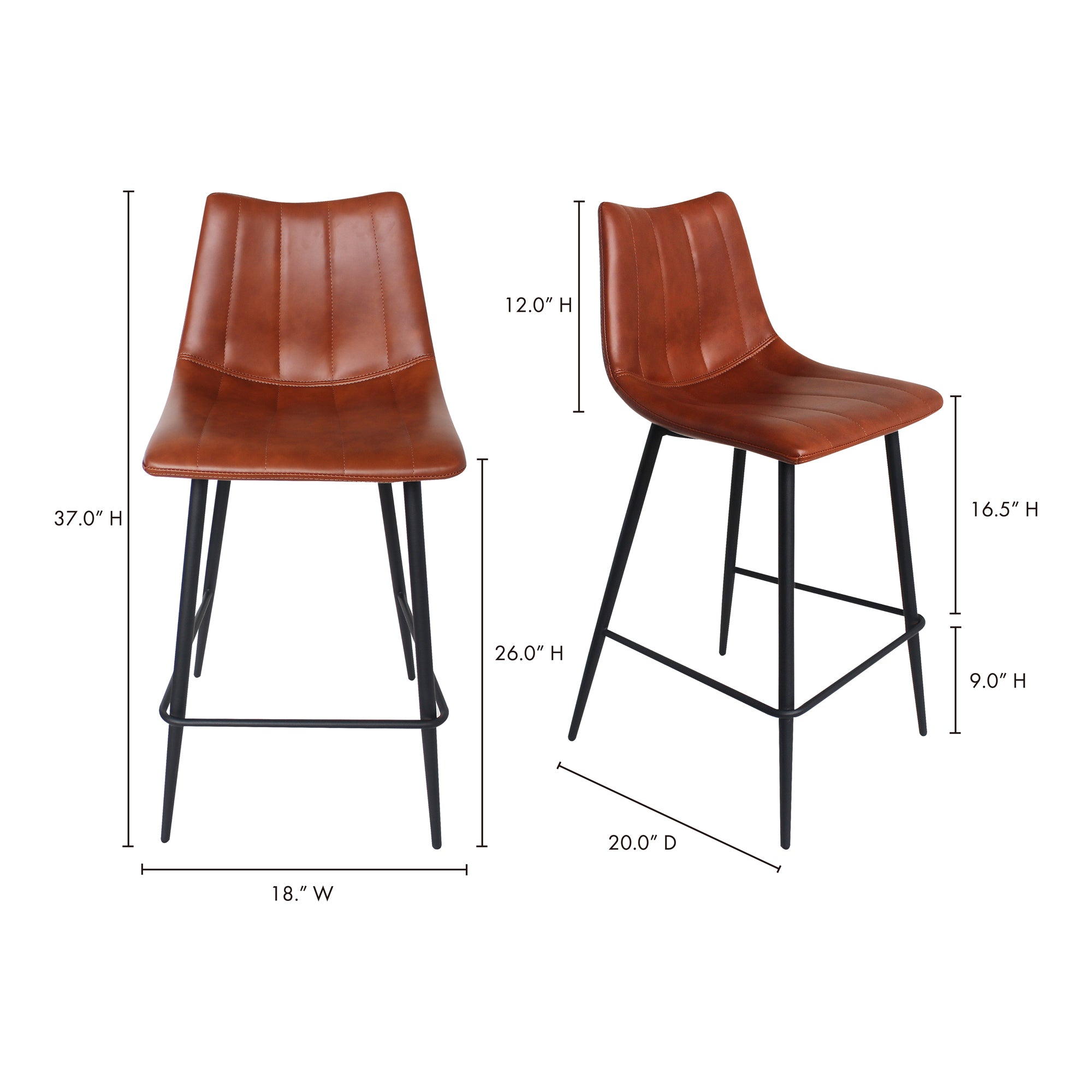 Alibi Counter Stool Brown - Set Of Two