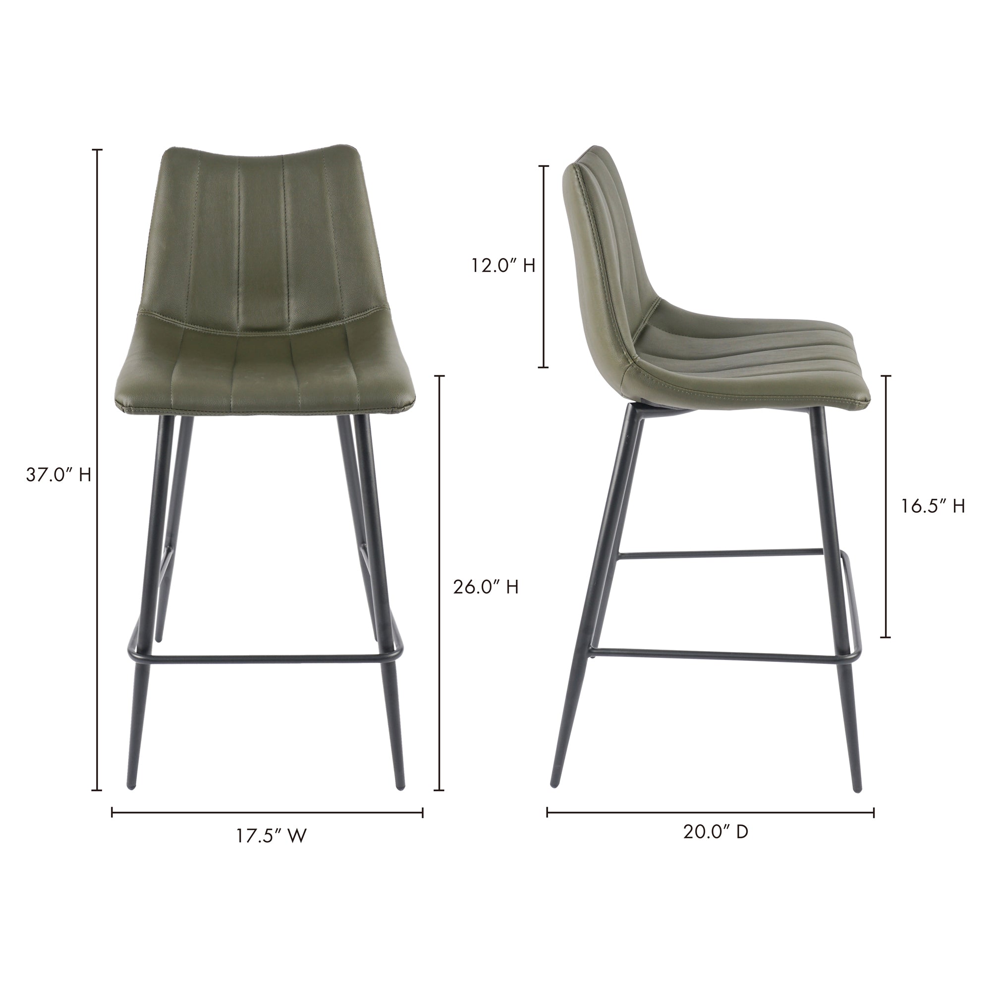 Alibi Counter Stool Dark Green - Set Of Two