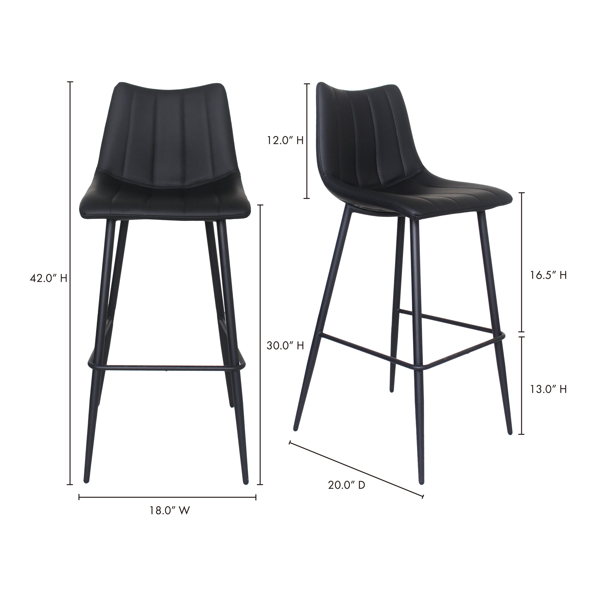 Alibi Barstool Matte Black - Set Of Two