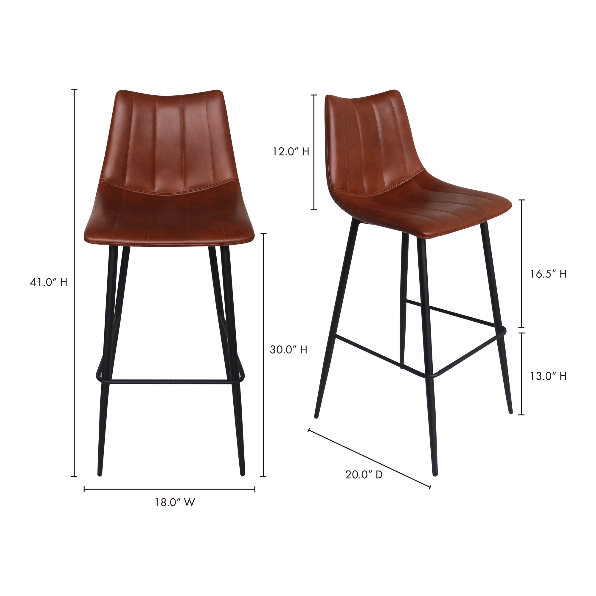 Alibi Barstool Brown - Set Of Two