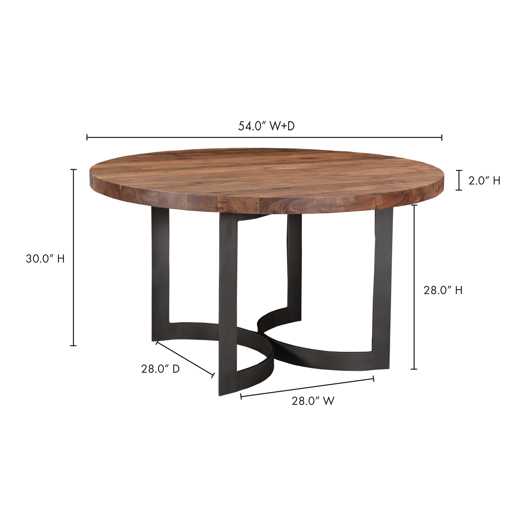 Bent Round Dining Table 54In