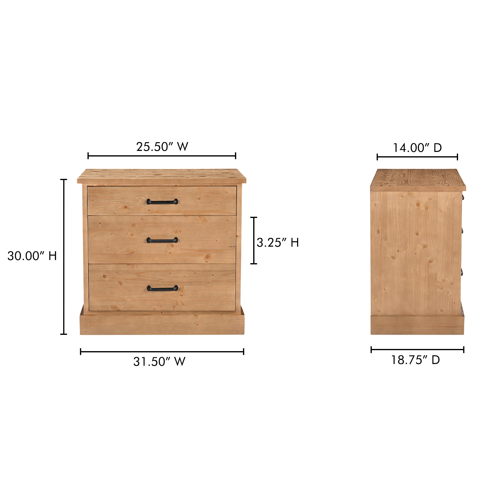 Tade 3 Drawer Nighstand Honey Pine