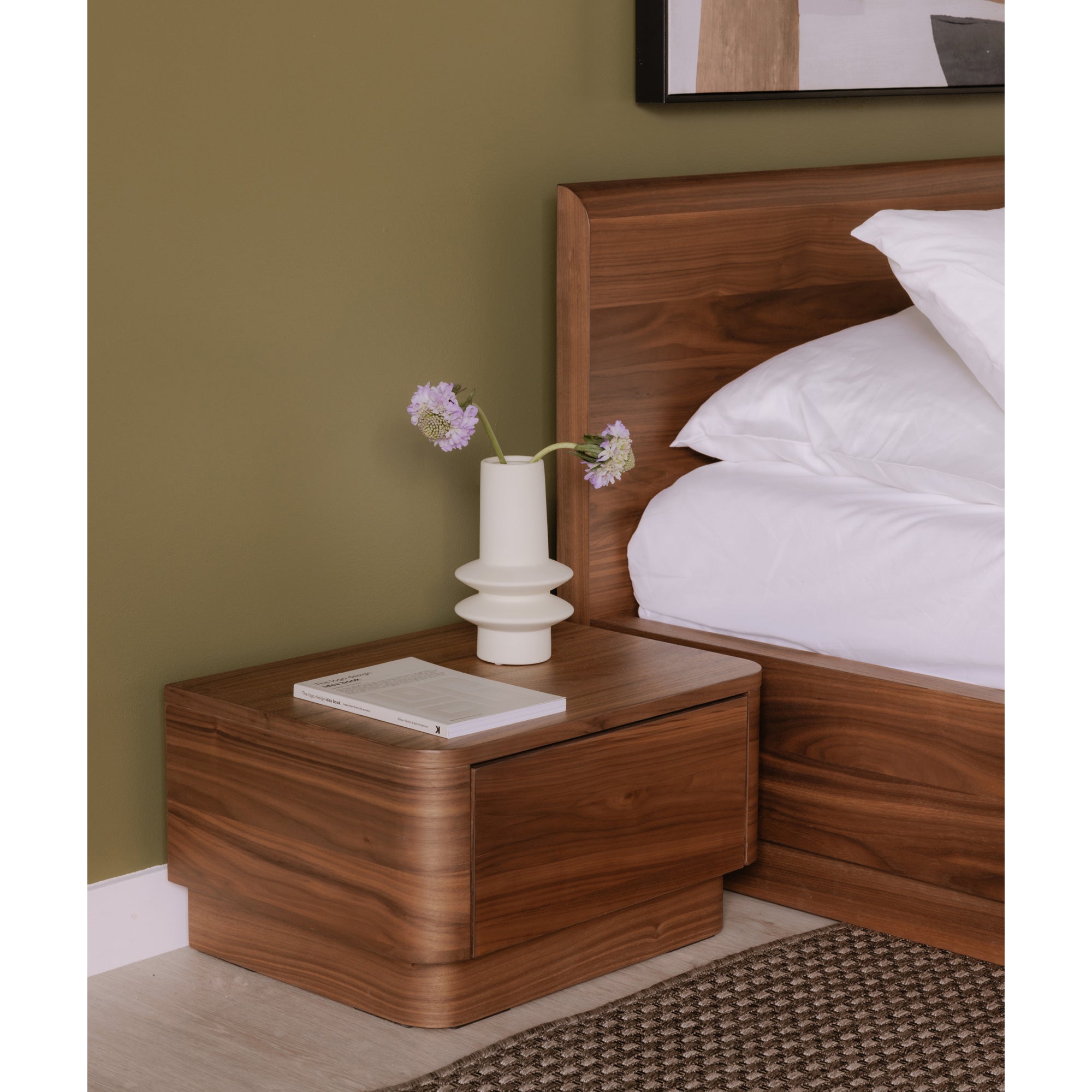 Round Off Small Nightstand Walnut