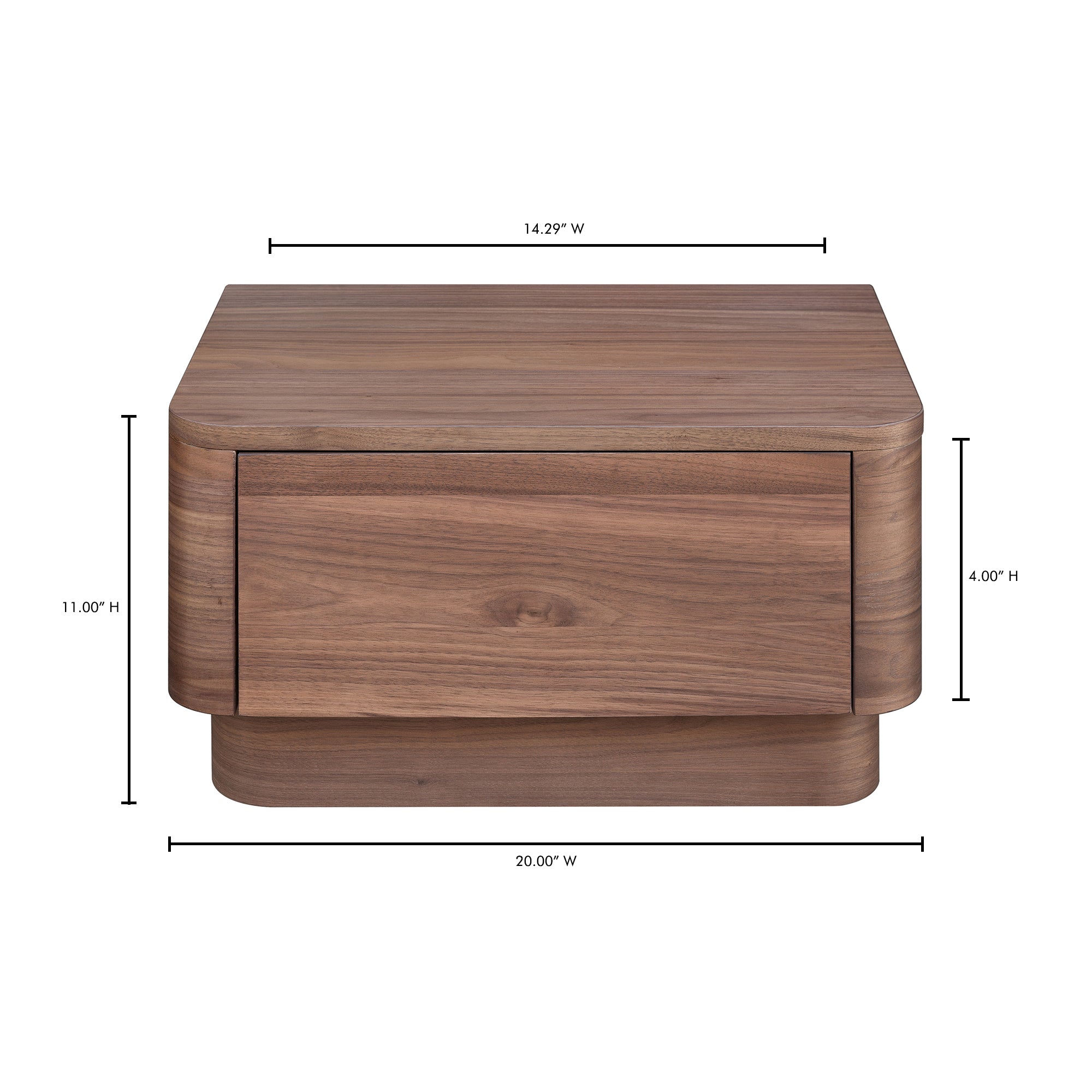 Round Off Small Nightstand Walnut