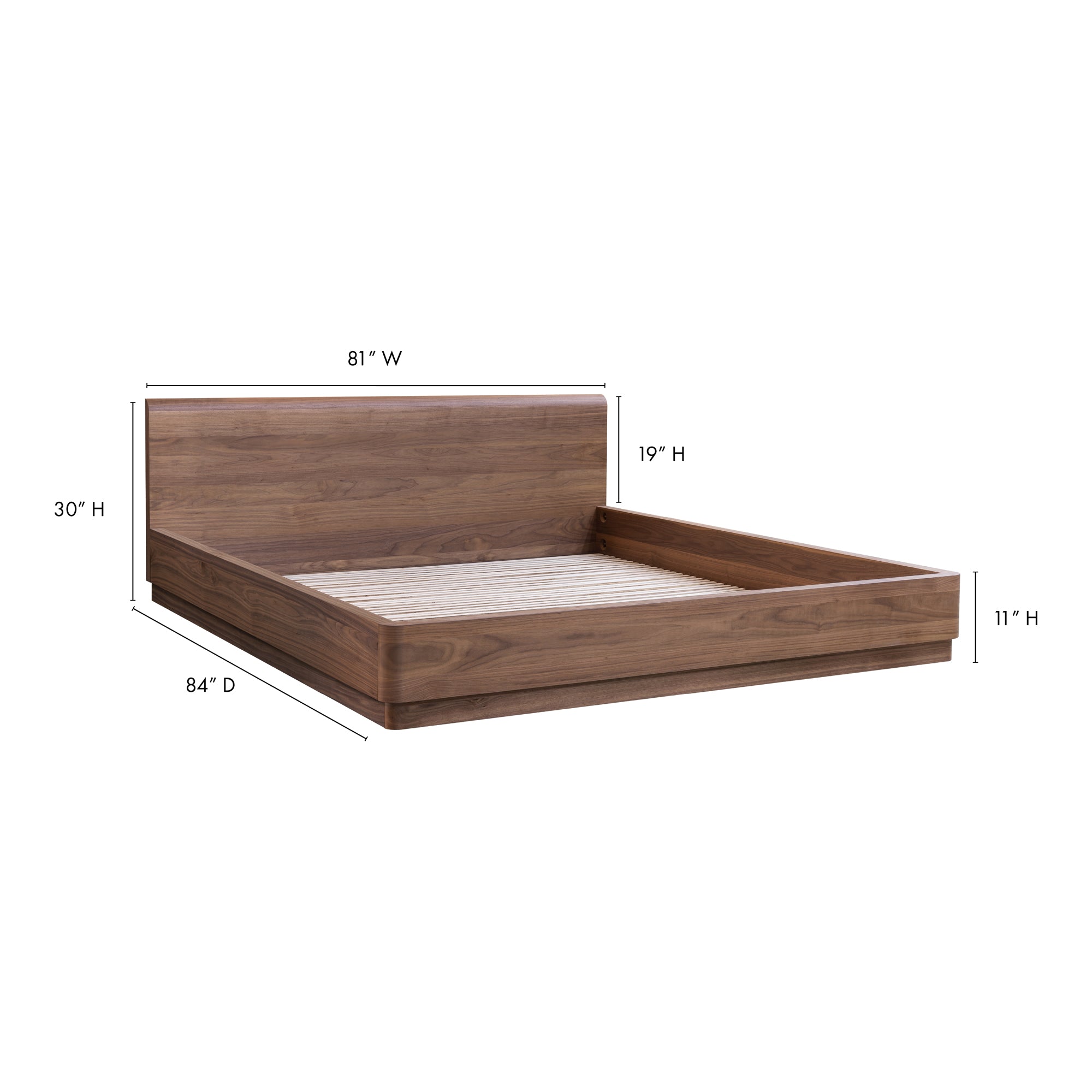 Round Off King Bed Walnut Brown