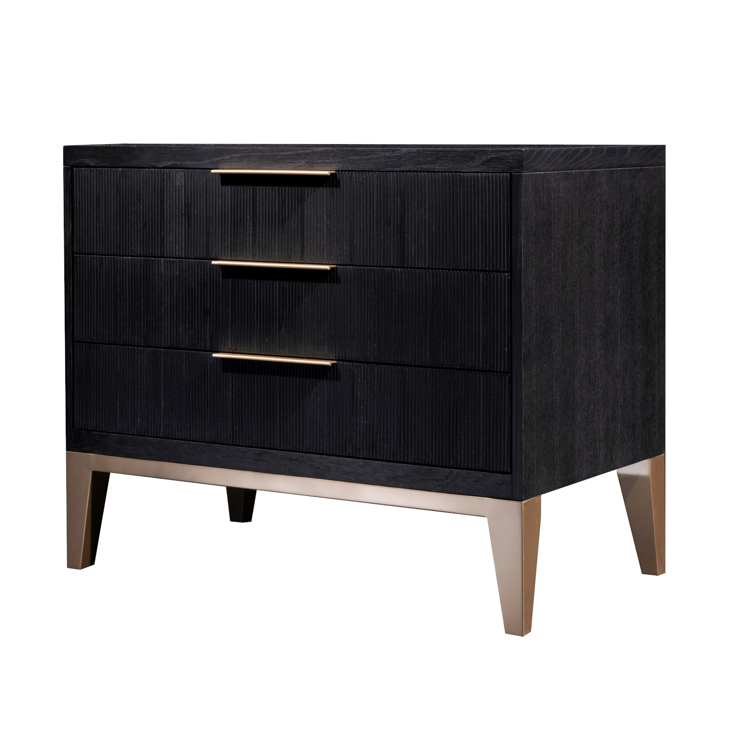 Caleb Three Drawer Nightstand in Onyx Oak Modern Luxury Caleb Three Drawer Nightstand in Onyx Oak Modern Luxury